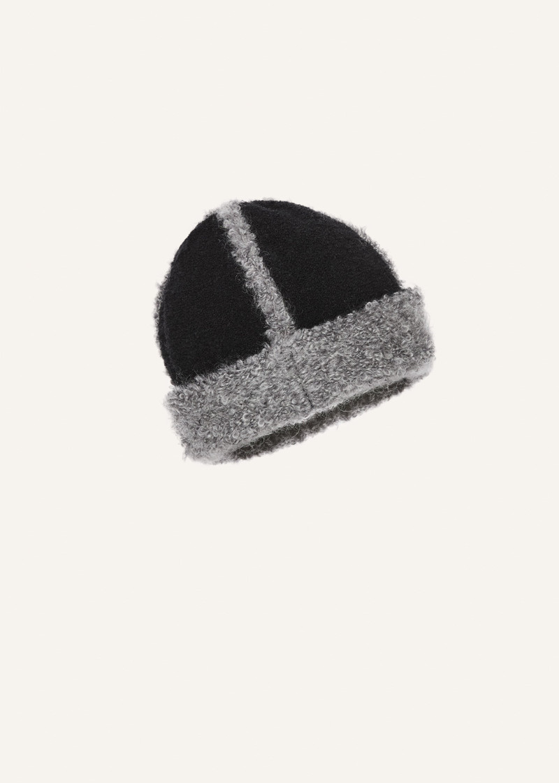 Wool and mohair shearling hat in black 3