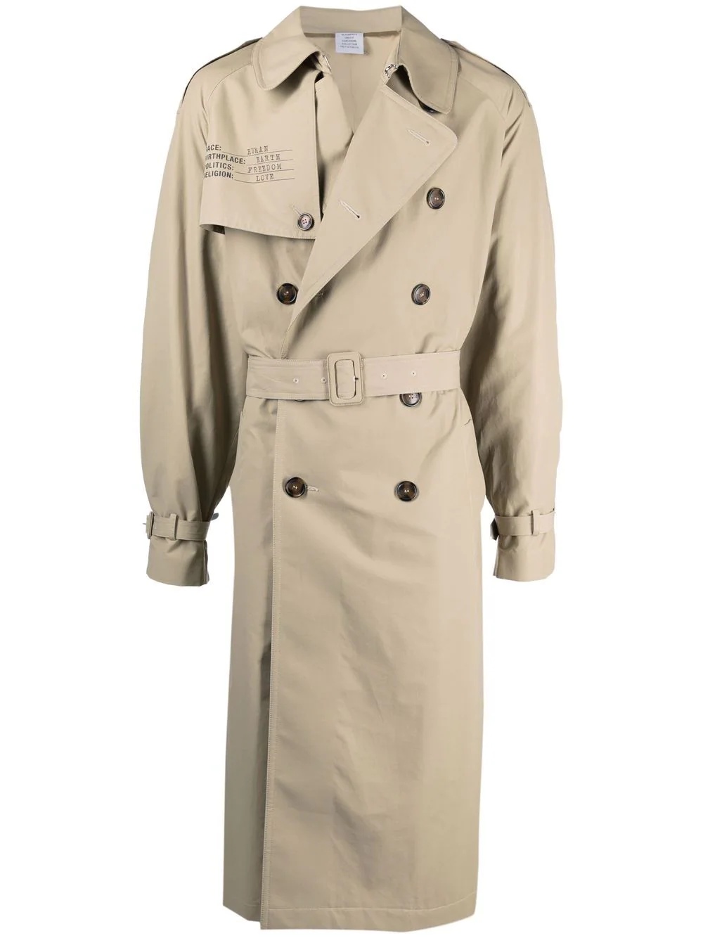 double-breasted belted trench coat - 1