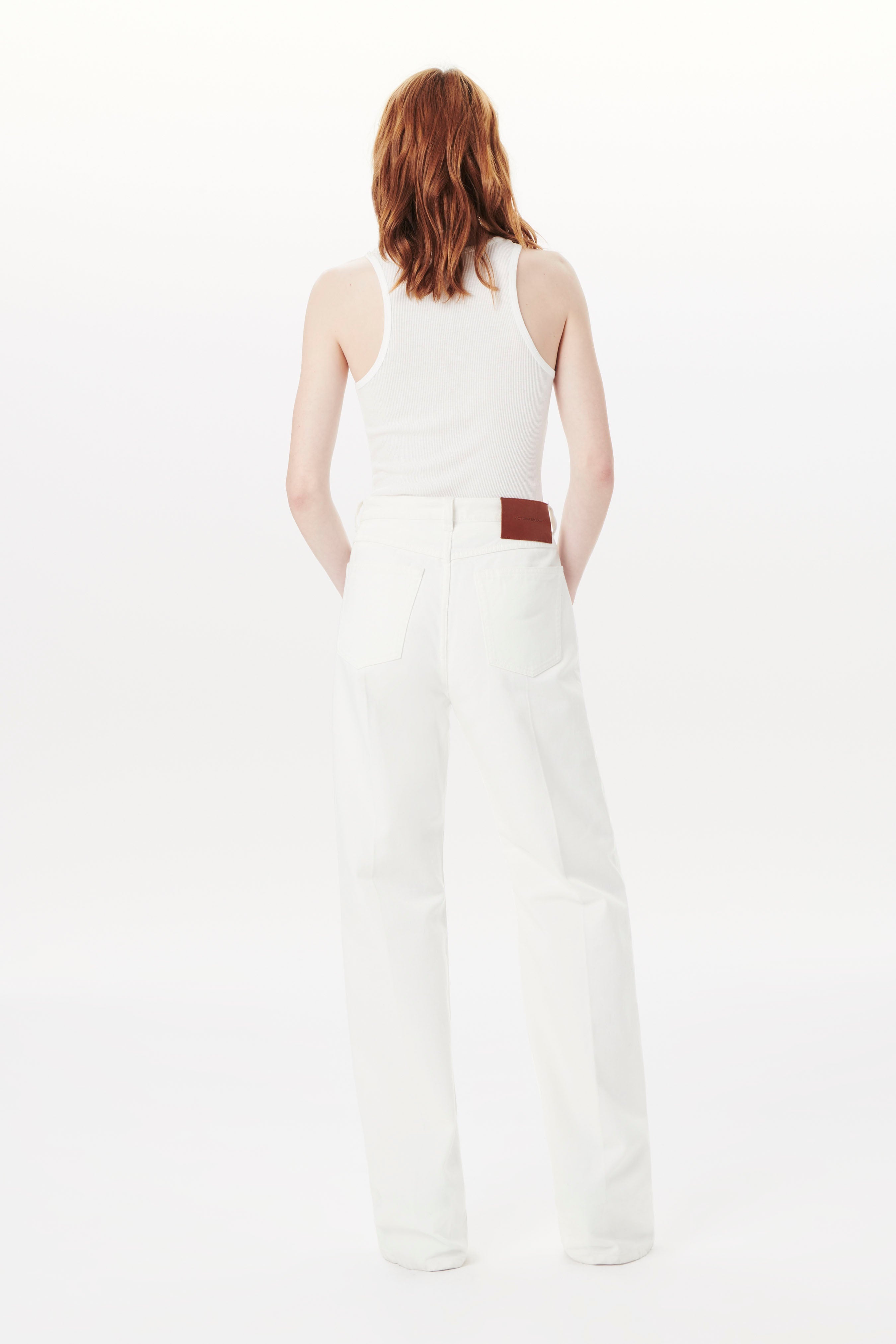 Mia Wide Leg Mid Rise Jean in Off White - 6