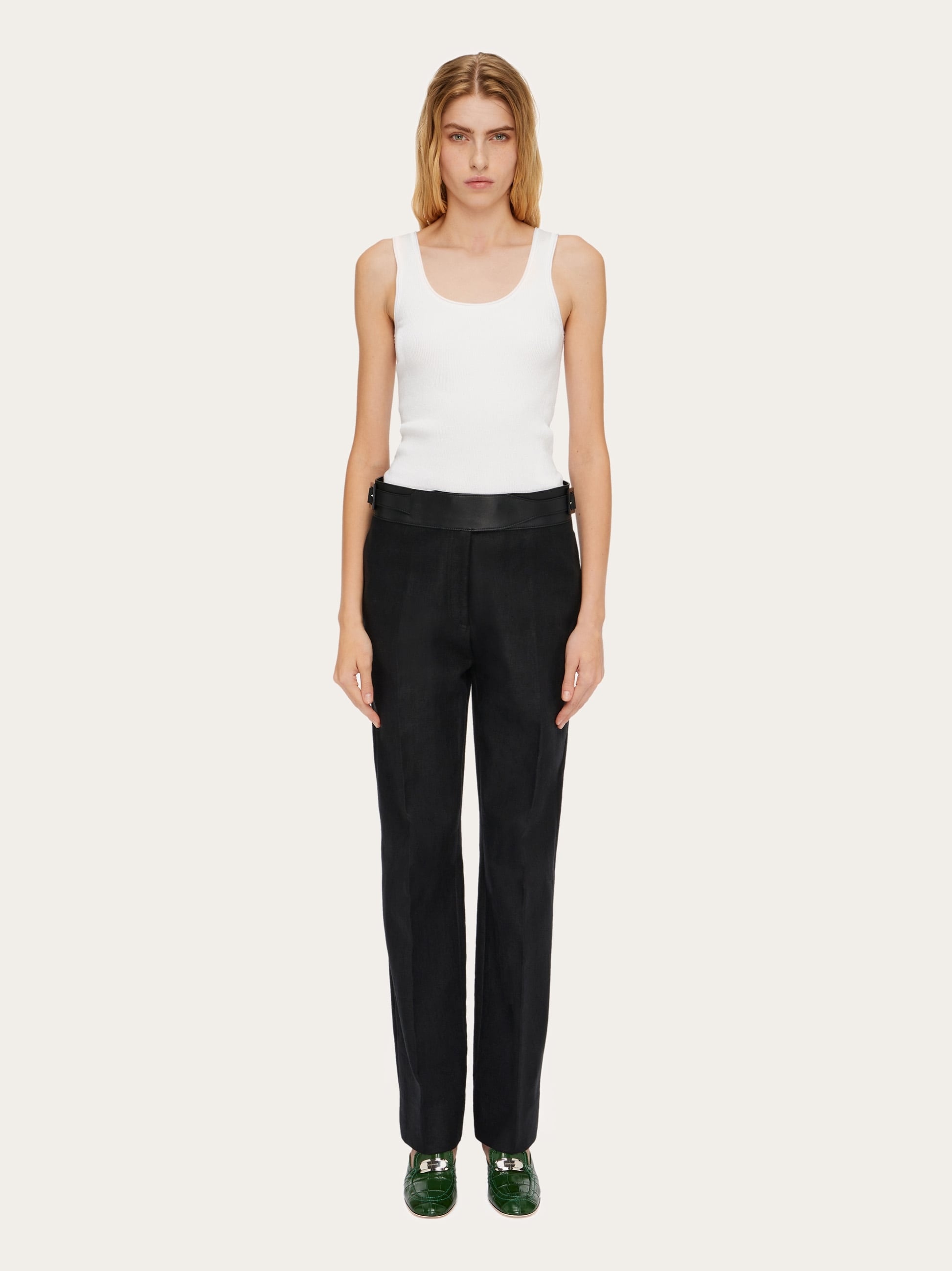 Linen trouser with eco-leather belt - 7