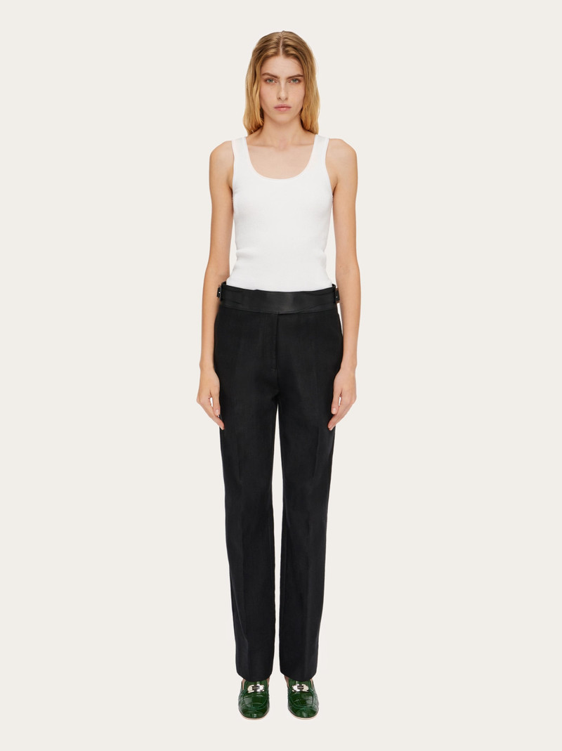 Linen trouser with eco-leather belt 7