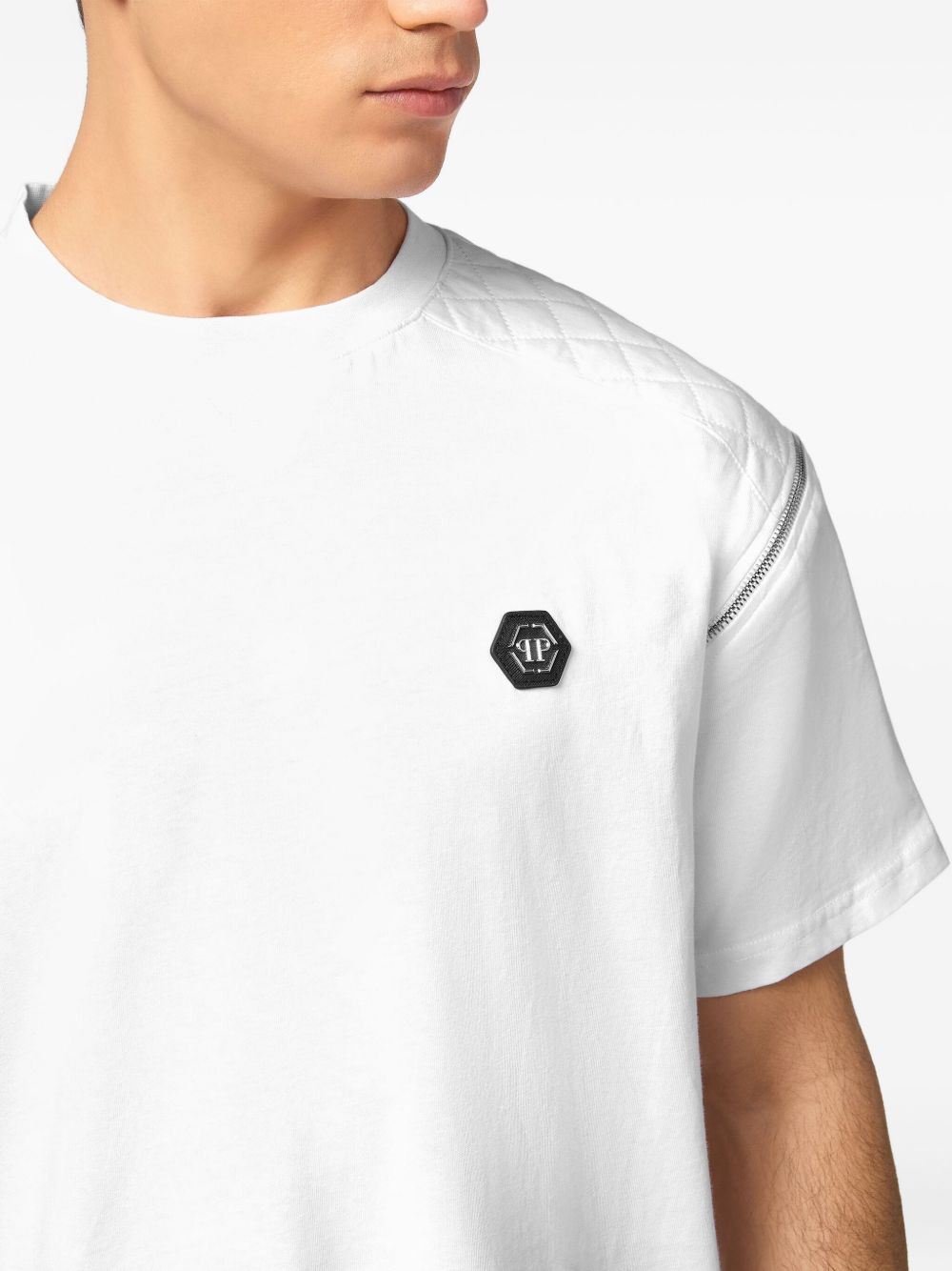 quilted-shoulder short-sleeve T-shirt - 4
