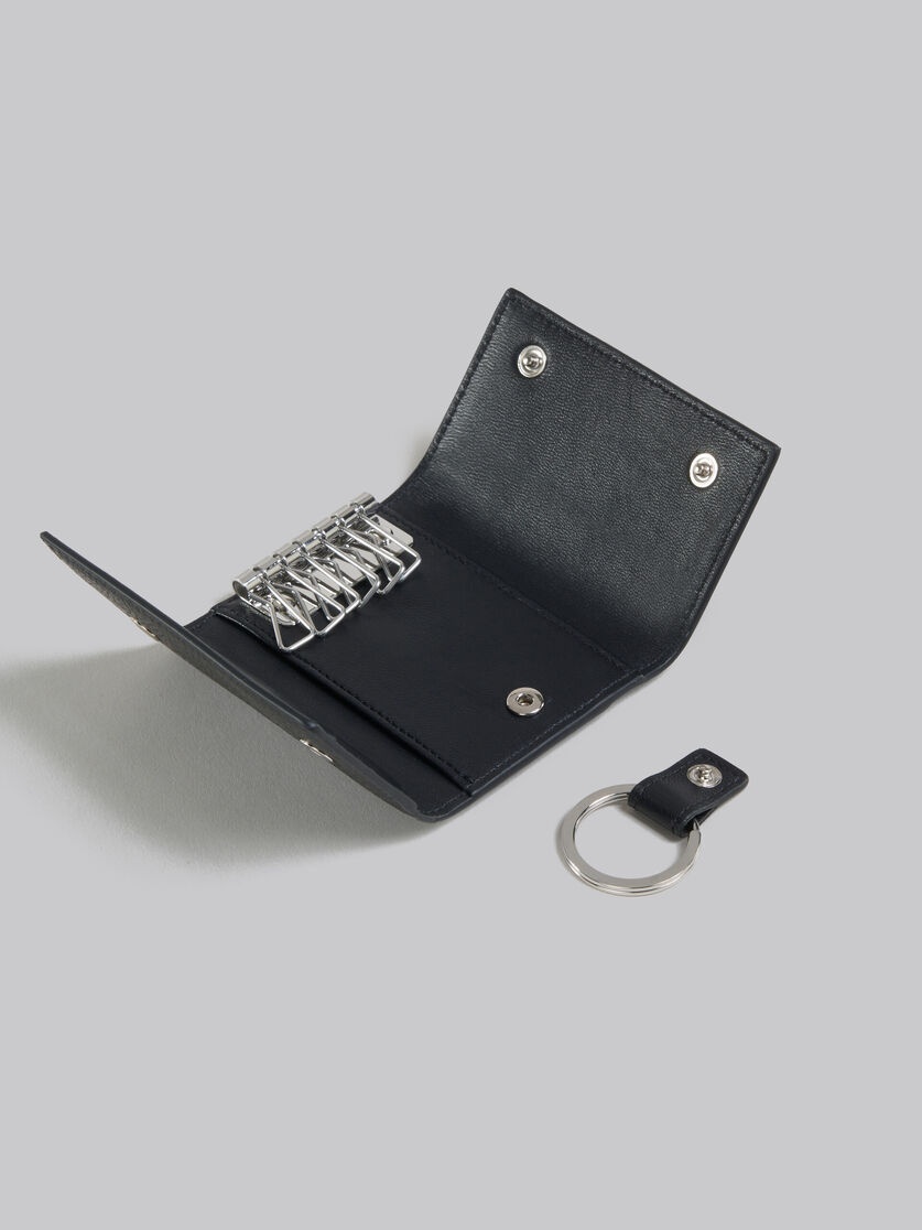 BLACK LEATHER KEY HOLDER WITH MARNI MENDING - 2