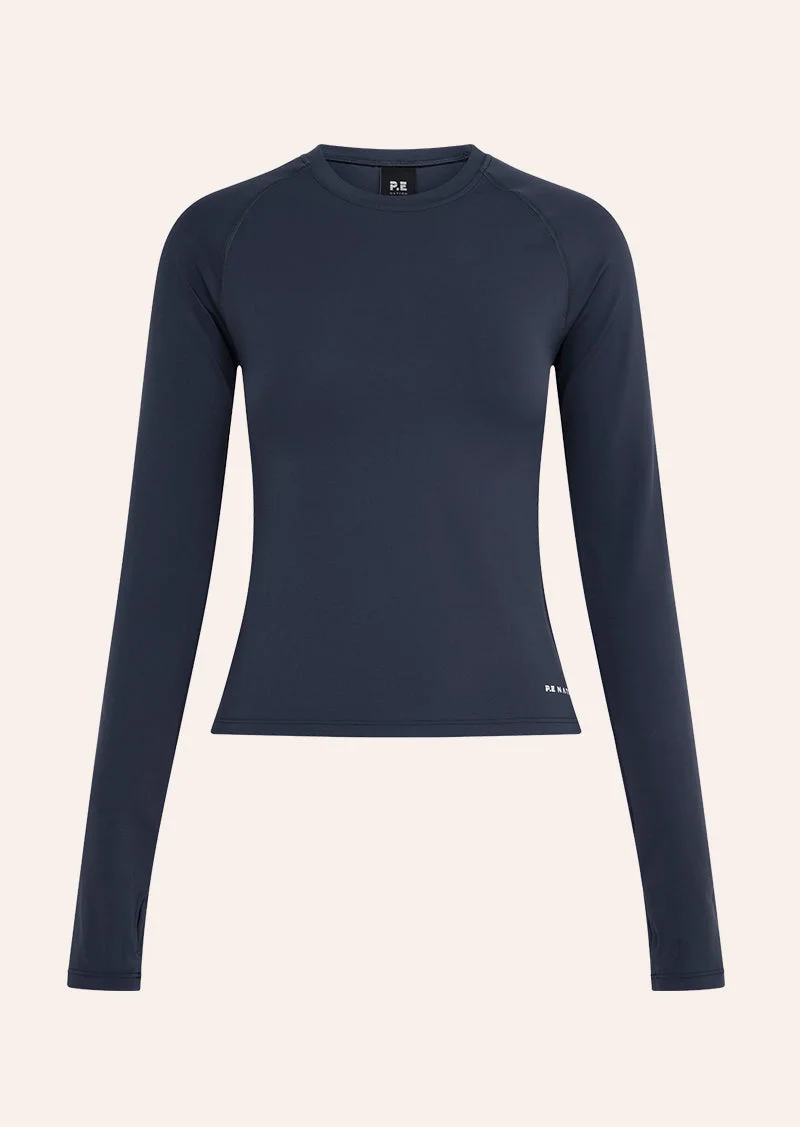 SIGNATURE LONG SLEEVE TOP IN MARINE BLUE - 1