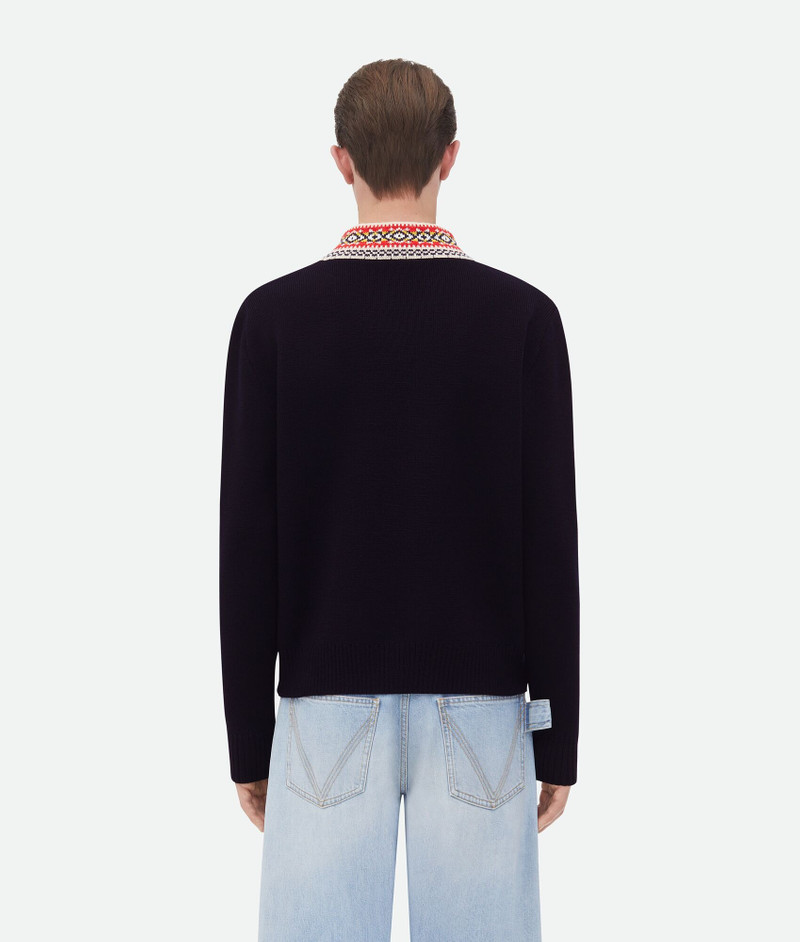 Wool Sweater With Jacquard Collar 3