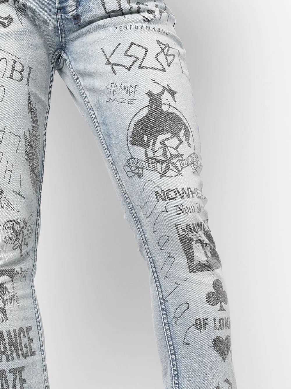 Van Winkle graphic-print skinny jeans - 5