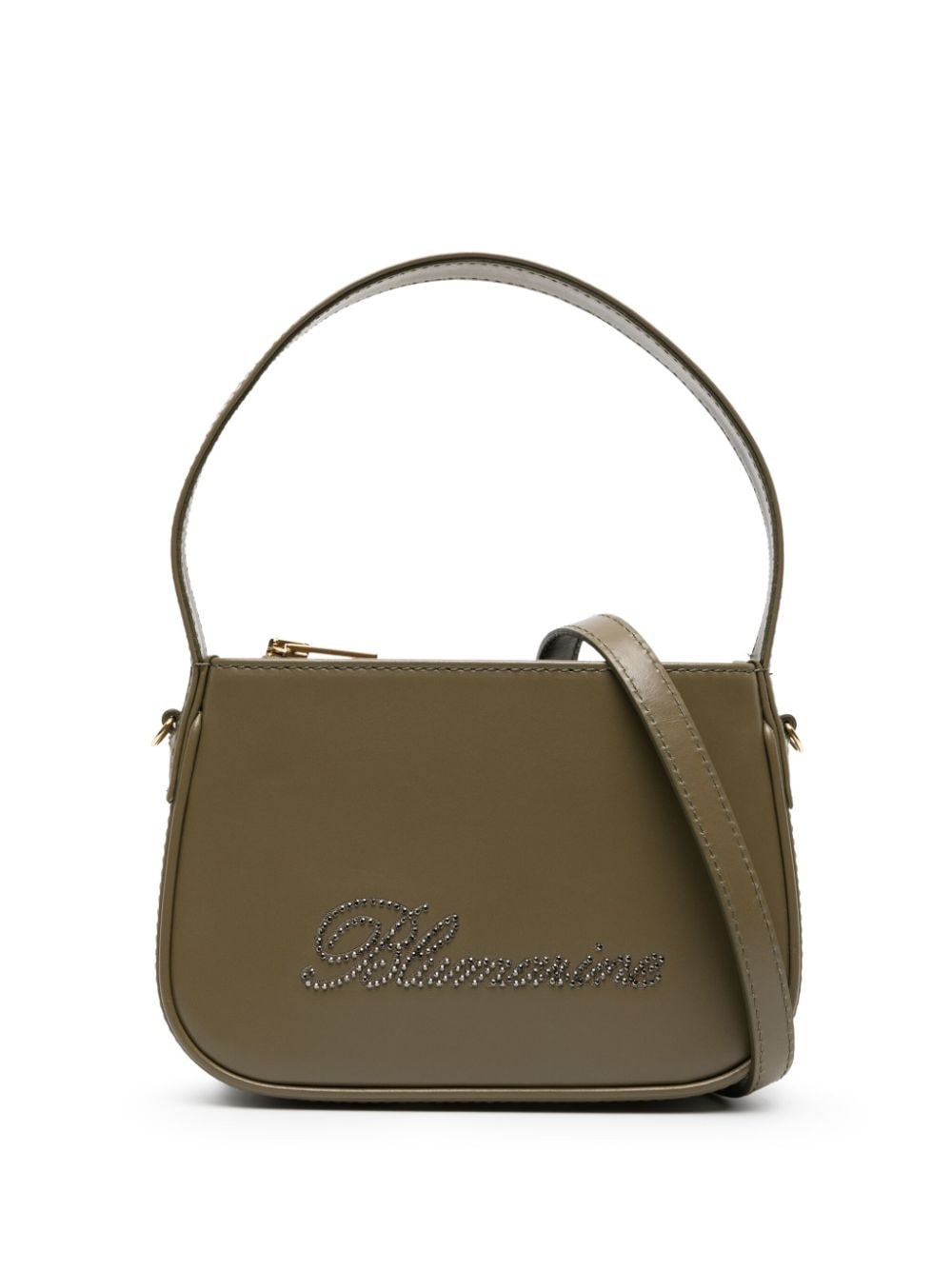 rhinestone-logo leather tote bag - 1