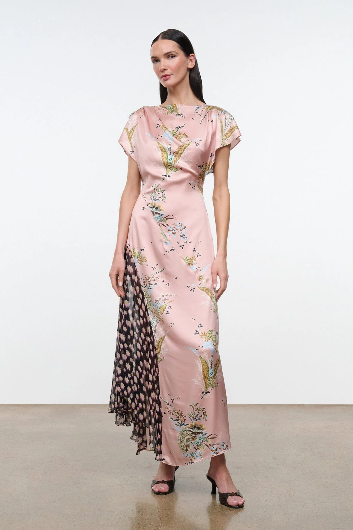 STAUD FAWN SILK DRESS TAPESTRY ROSE MULTI - 1