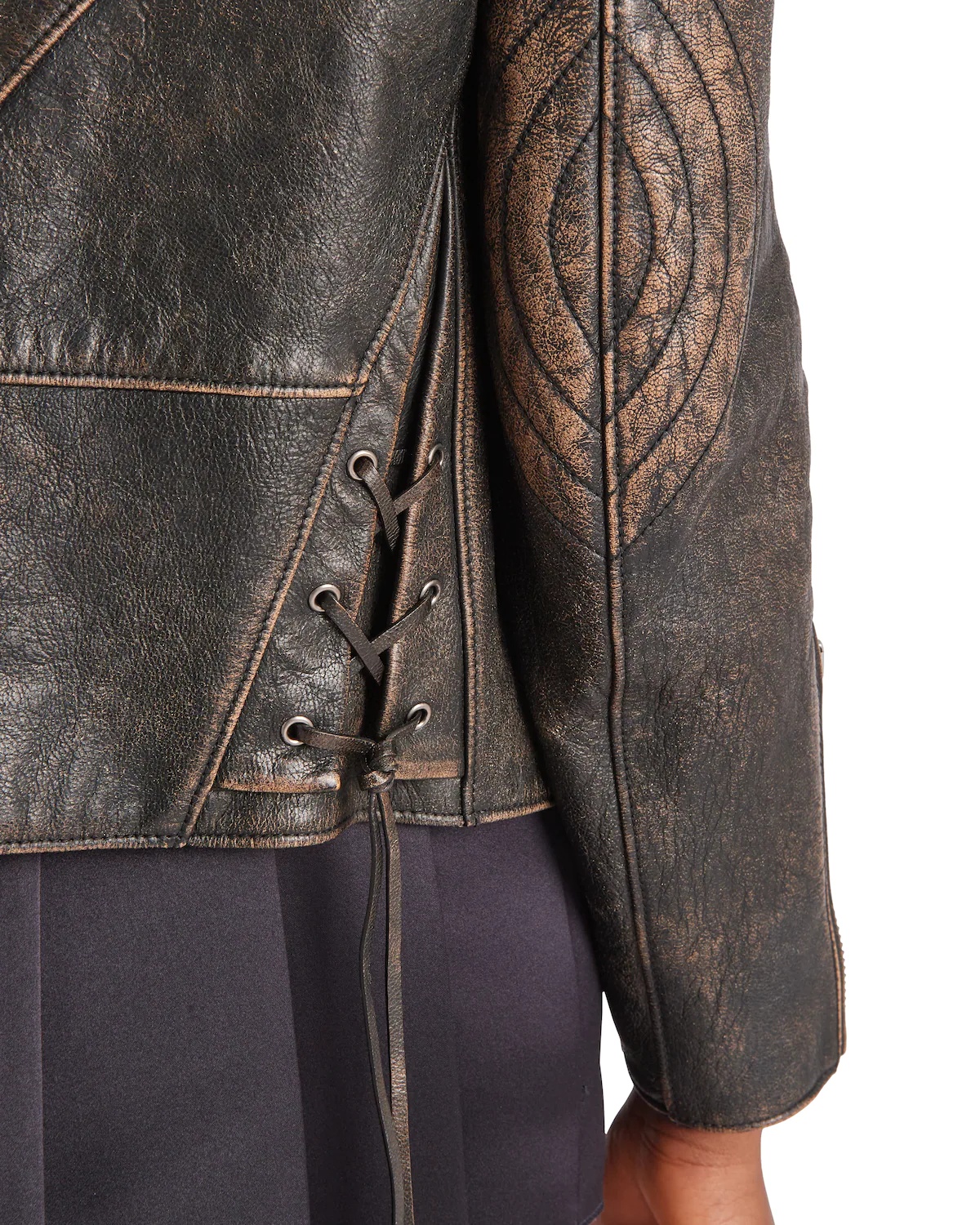 Leather biker jacket - 4