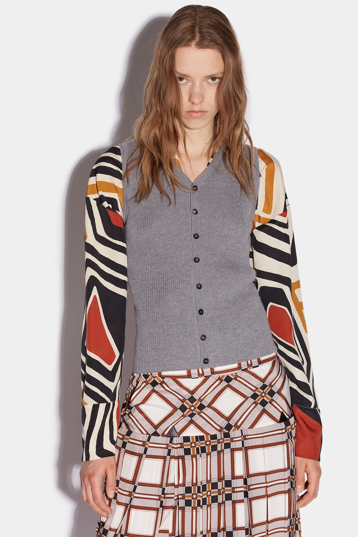 RIBBED SLEVELESS CARDIGAN - 3