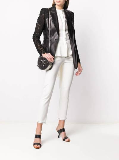 Alexander McQueen lace sleeve leather jacket outlook