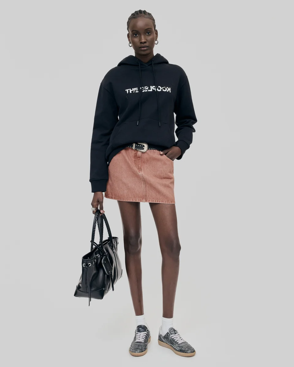 BLACK WHAT IS HOODIE WITH RHINESTONES - 1