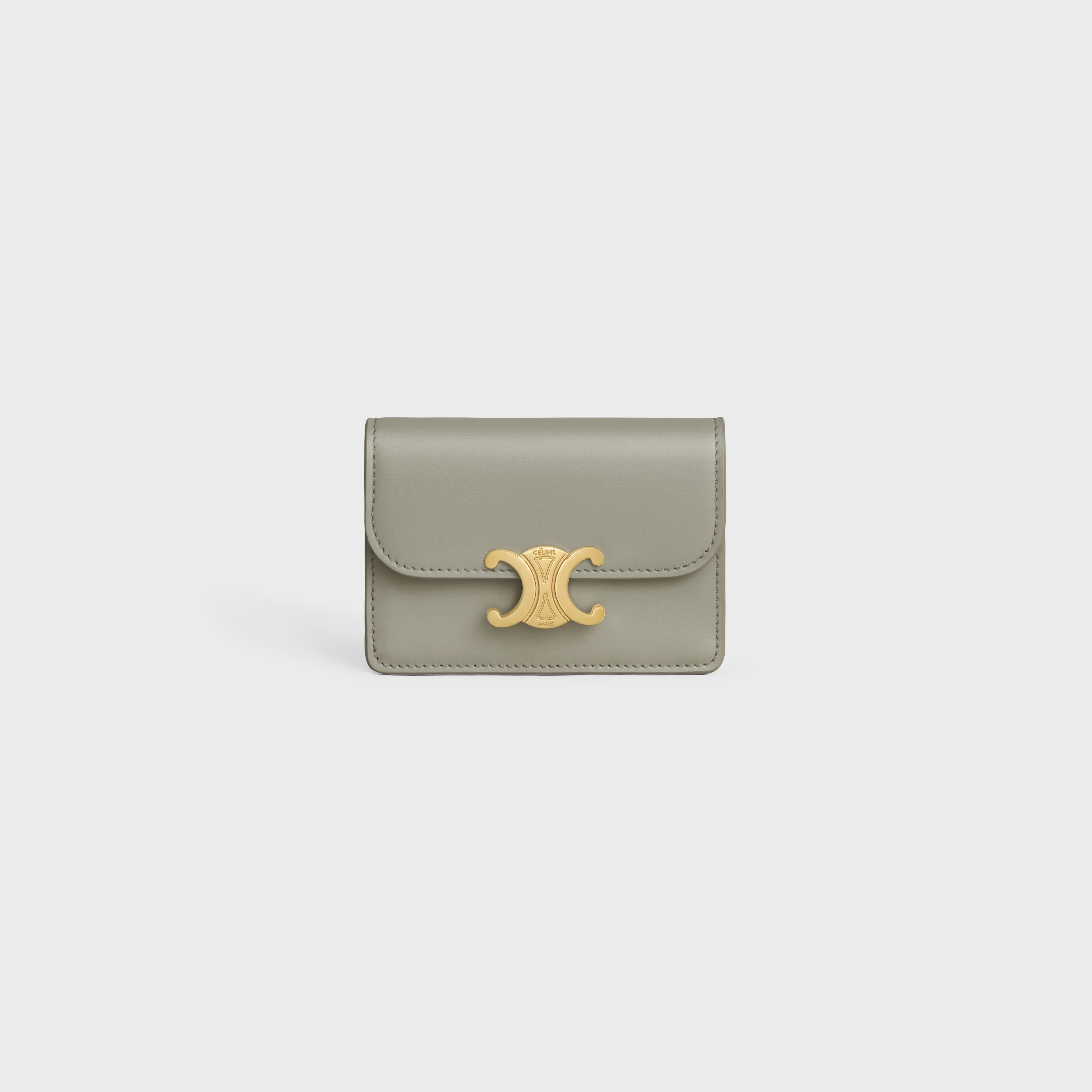 CARD HOLDER WITH FLAP TRIOMPHE in Shiny calfskin - 1