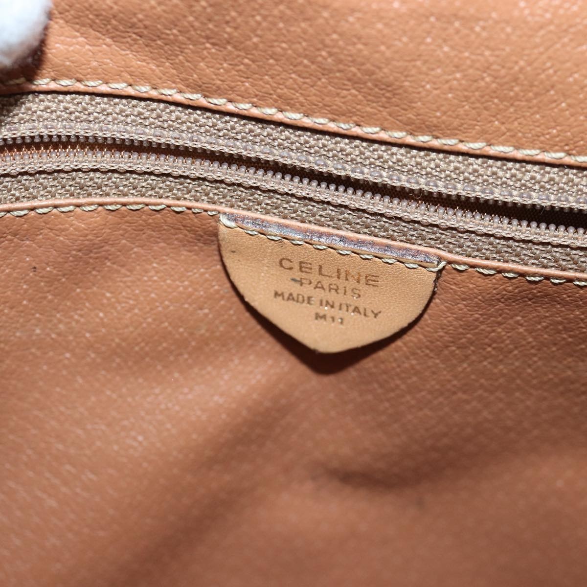 CELINE Macadam Canvas Shoulder Bag Pvc Leather Brown Gold - 12