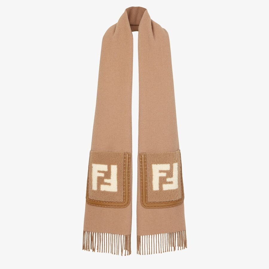 Brown wool and cashmere scarf - 3