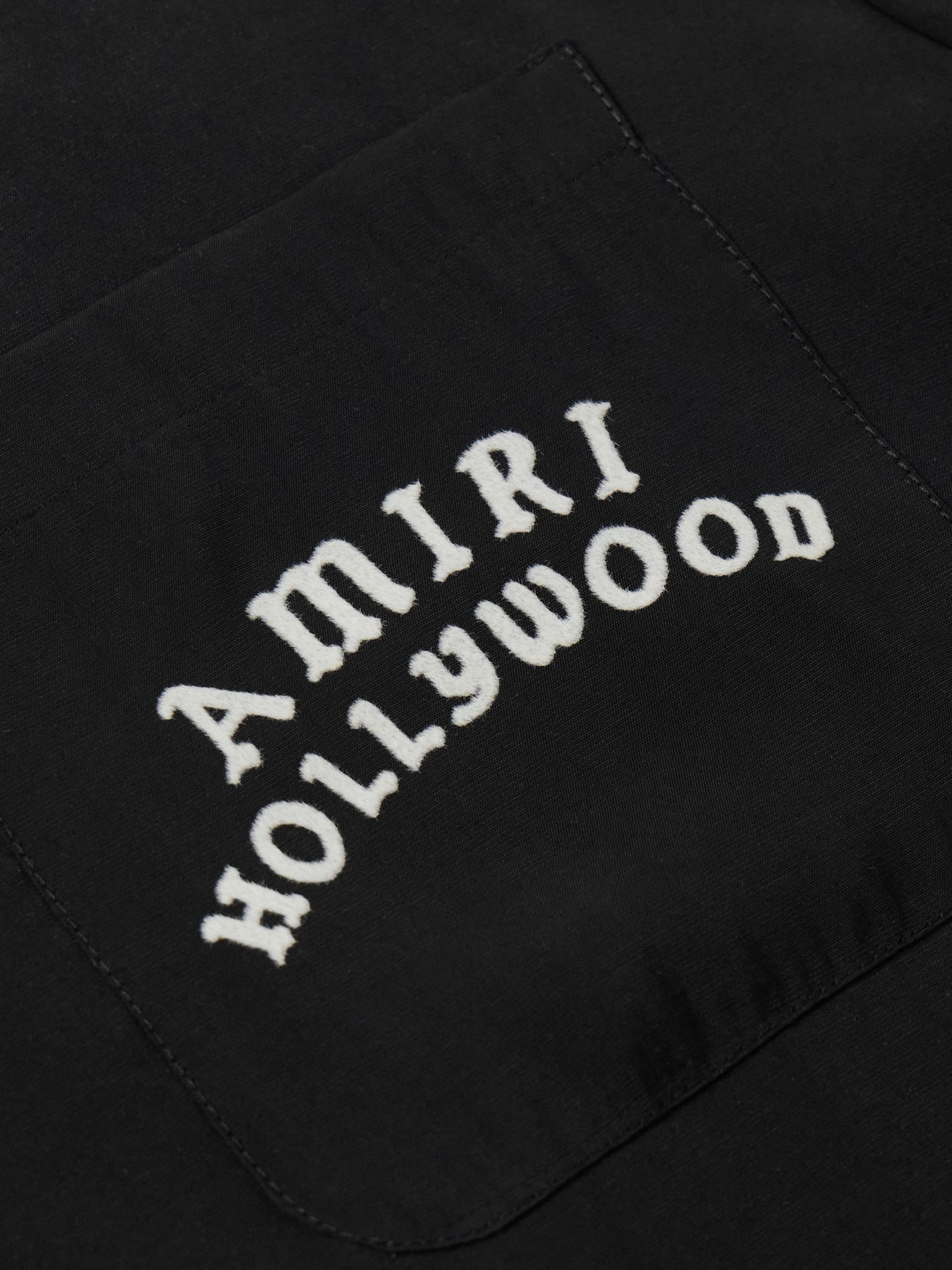 Convertible-Collar Logo-Flocked Modal-Blend Shirt Black - 4
