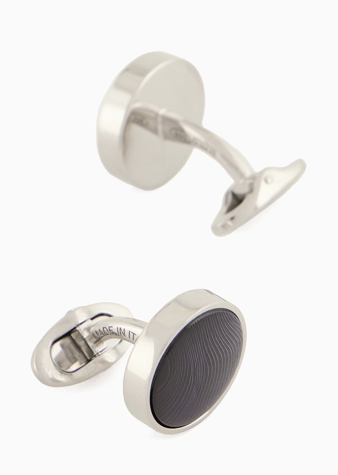 Sterling silver and mother of pearl round cufflinks - 2