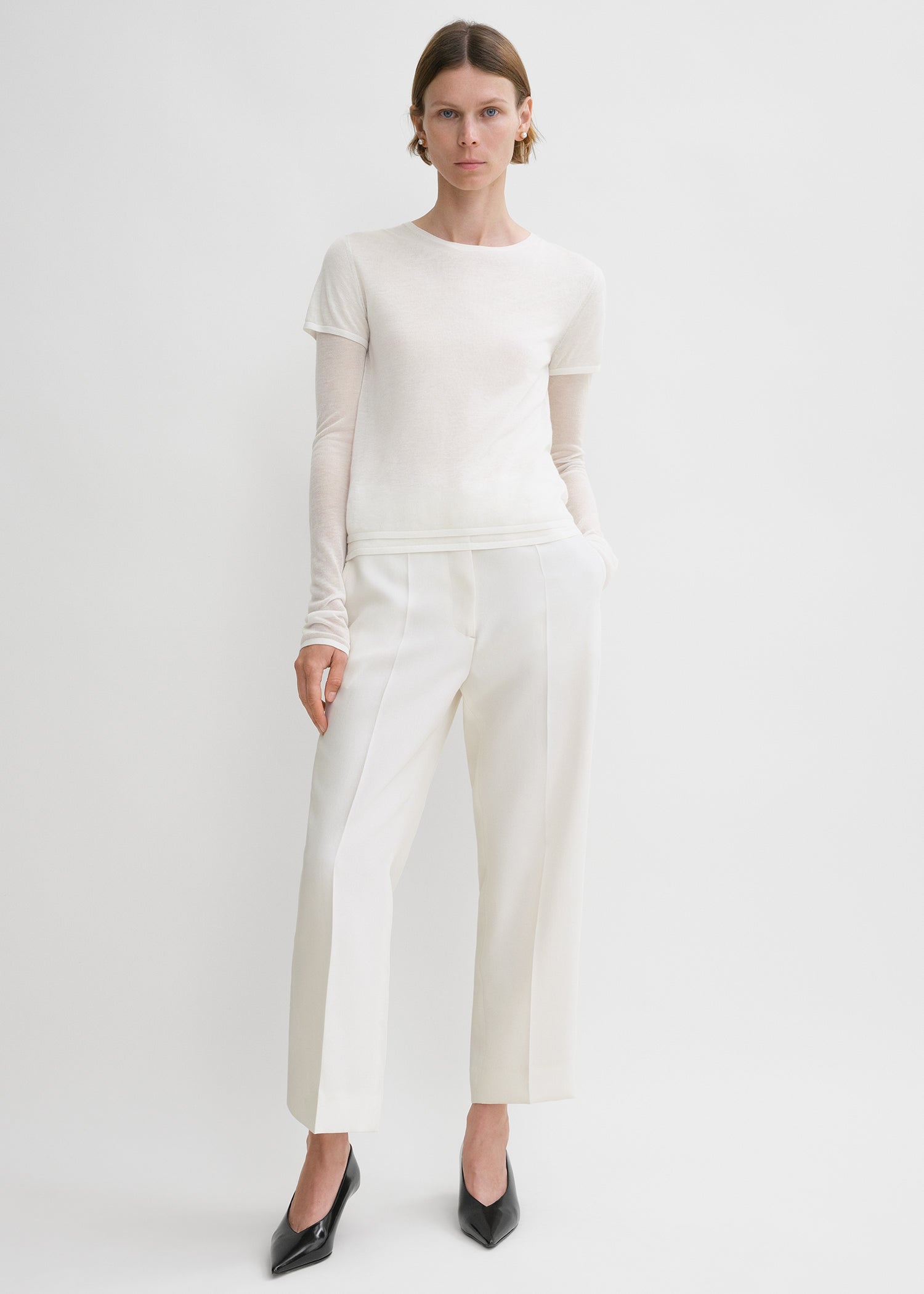 Straight cropped trousers off-white - 2