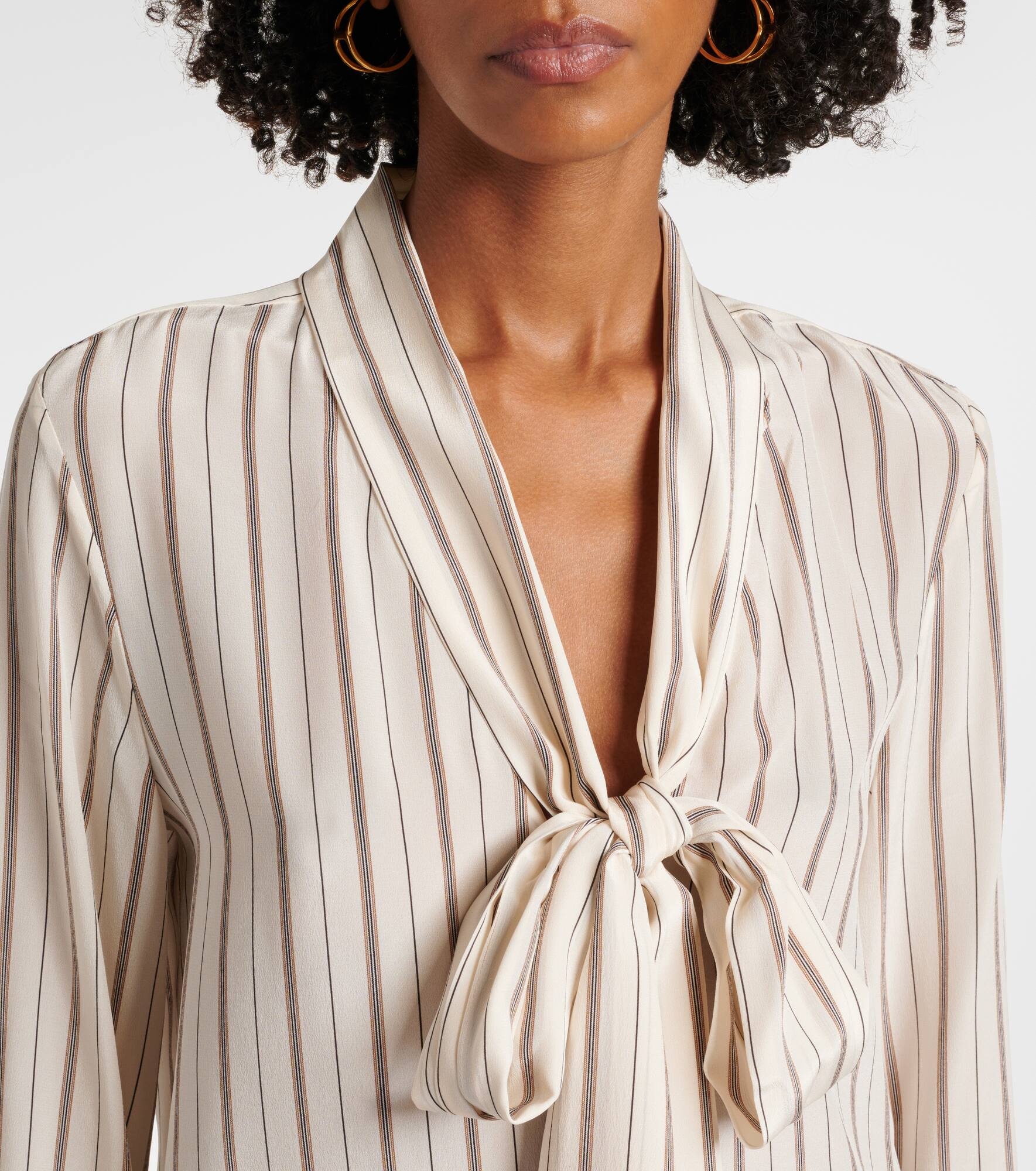 Angelique tie-neck striped silk blouse - 4