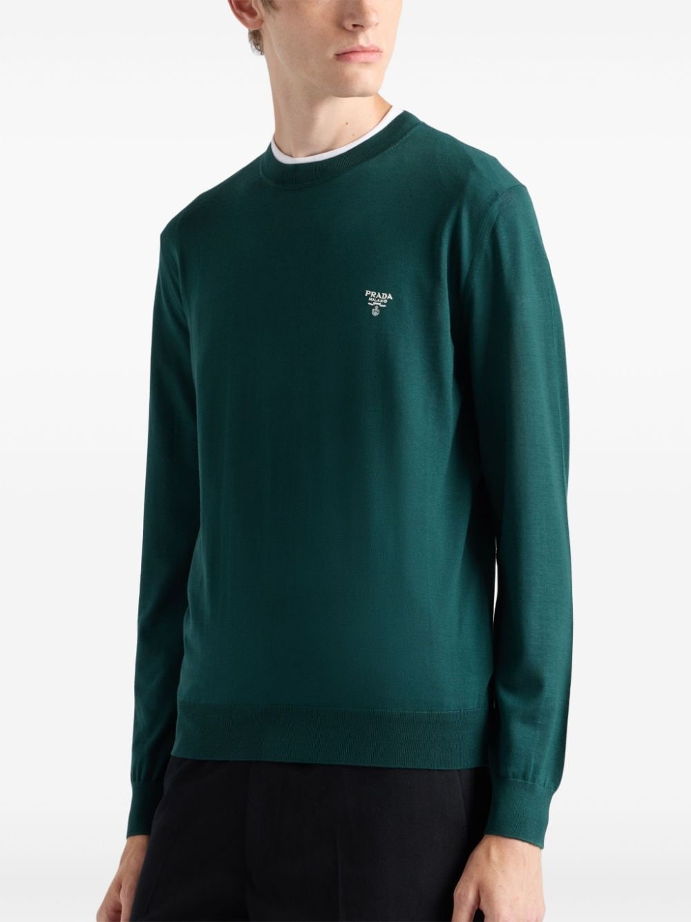 logo-embroidered wool jumper - 4