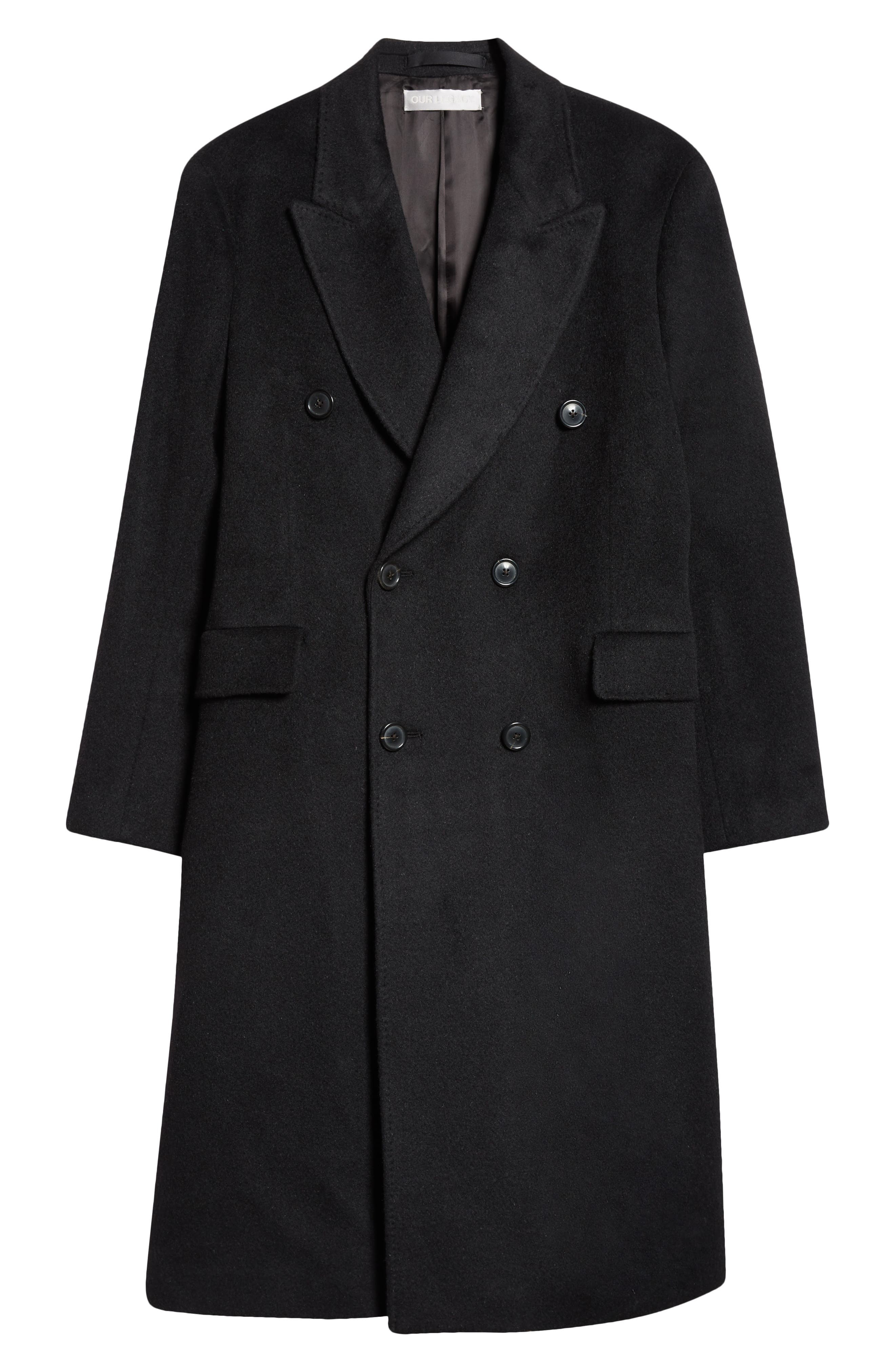 OUR LEGACY Whale Double Breasted Mohair Blend Coat in Black Hairy Wool at Nordstrom - 6