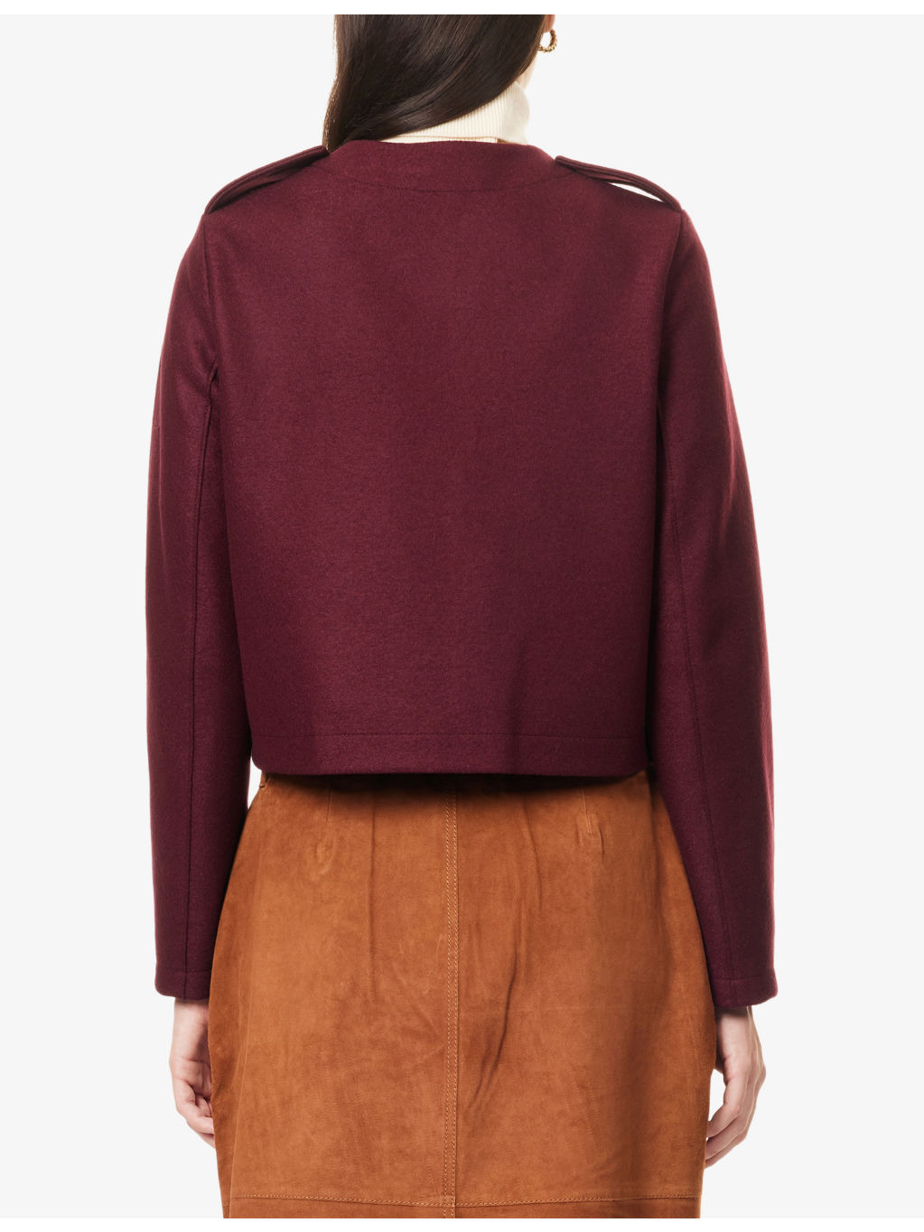 Uncollared Lightweight Pressed Wool Jacket - 4