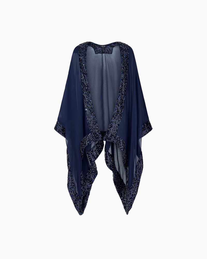 SILK CHIFFON CAPE WITH SEQUIN TRIM 1