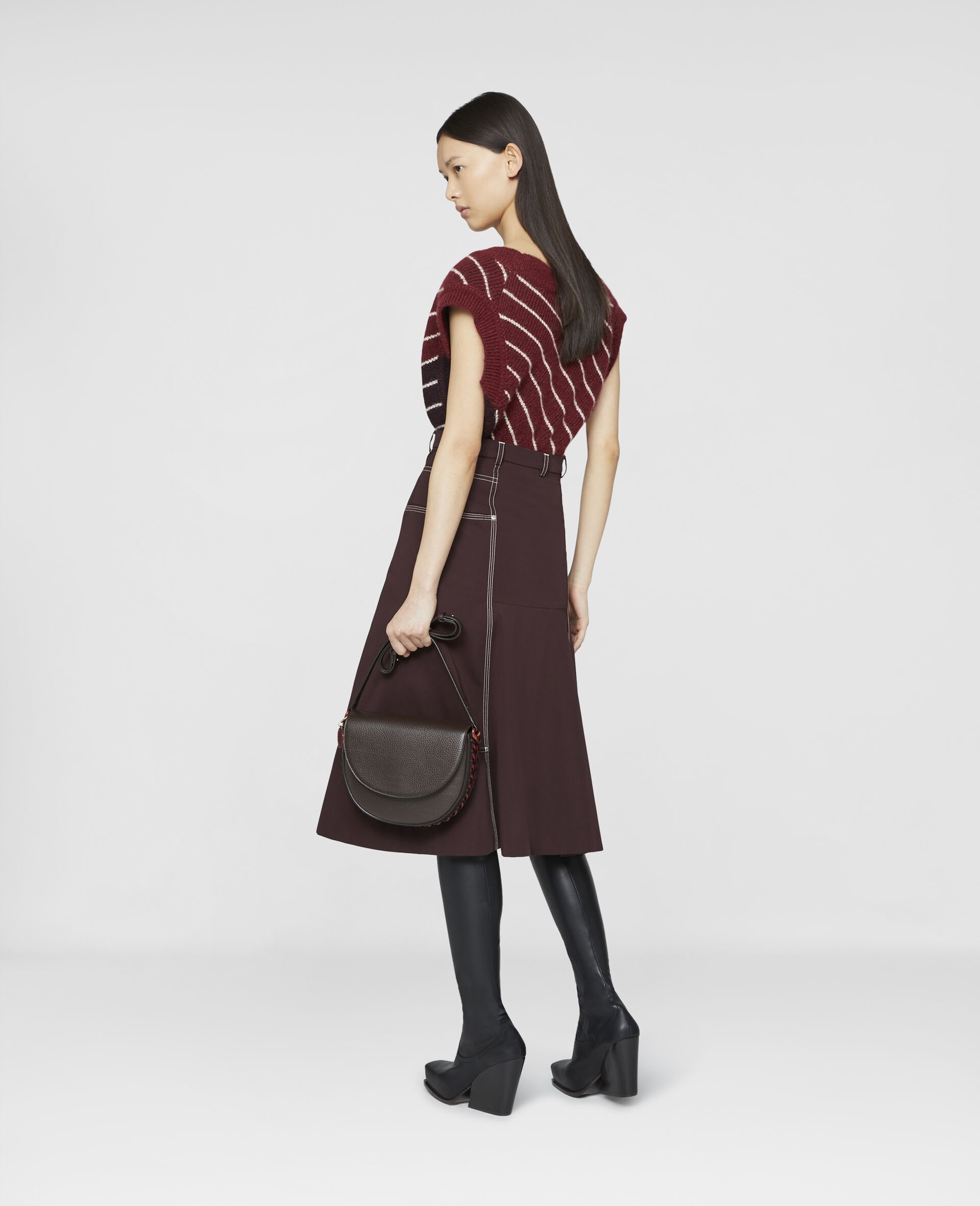Cotton Twill A-Line Midi Skirt - 3