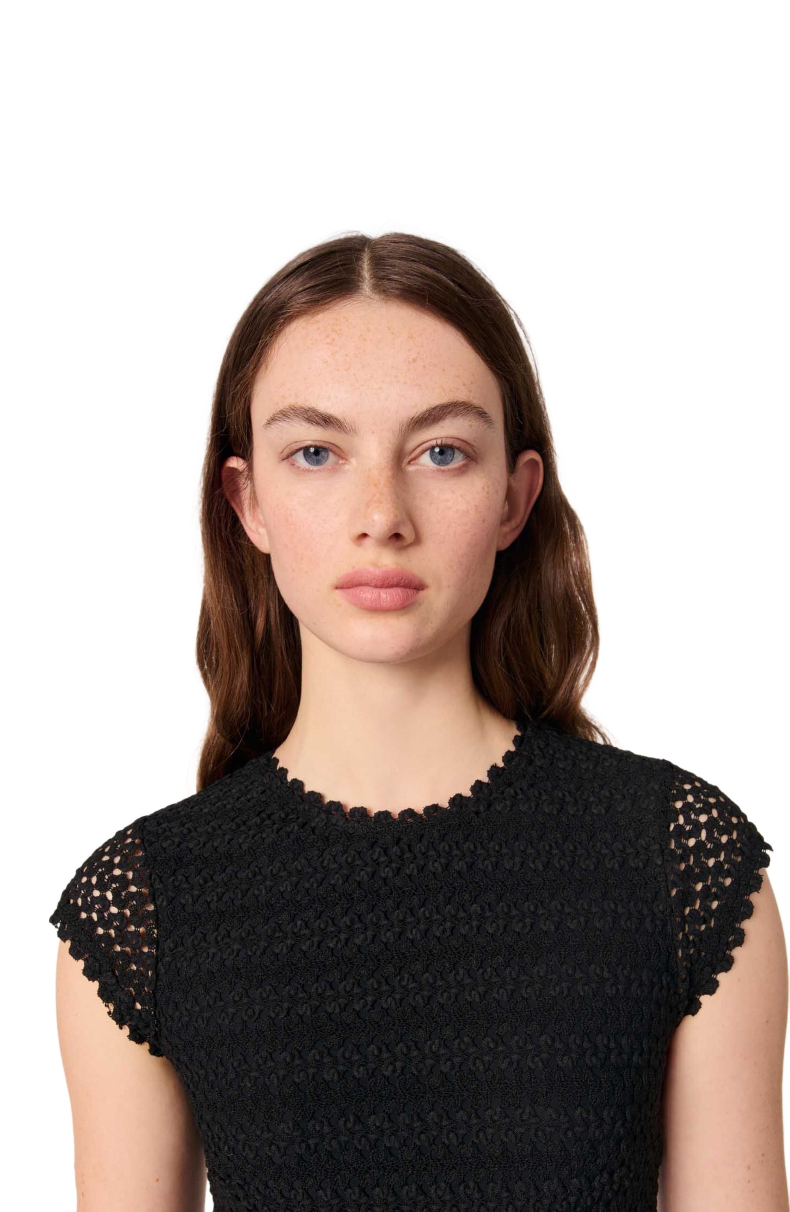 maje Crochet-knit maxi dress in Black at Nordstrom - 5