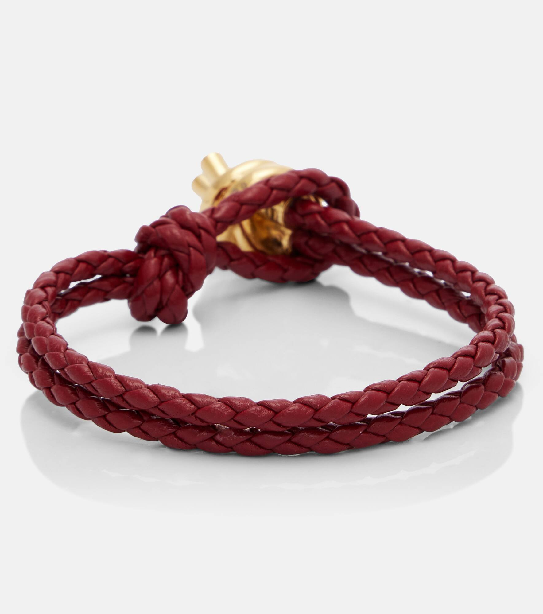 Knot braided leather and sterling silver bracelet - 4