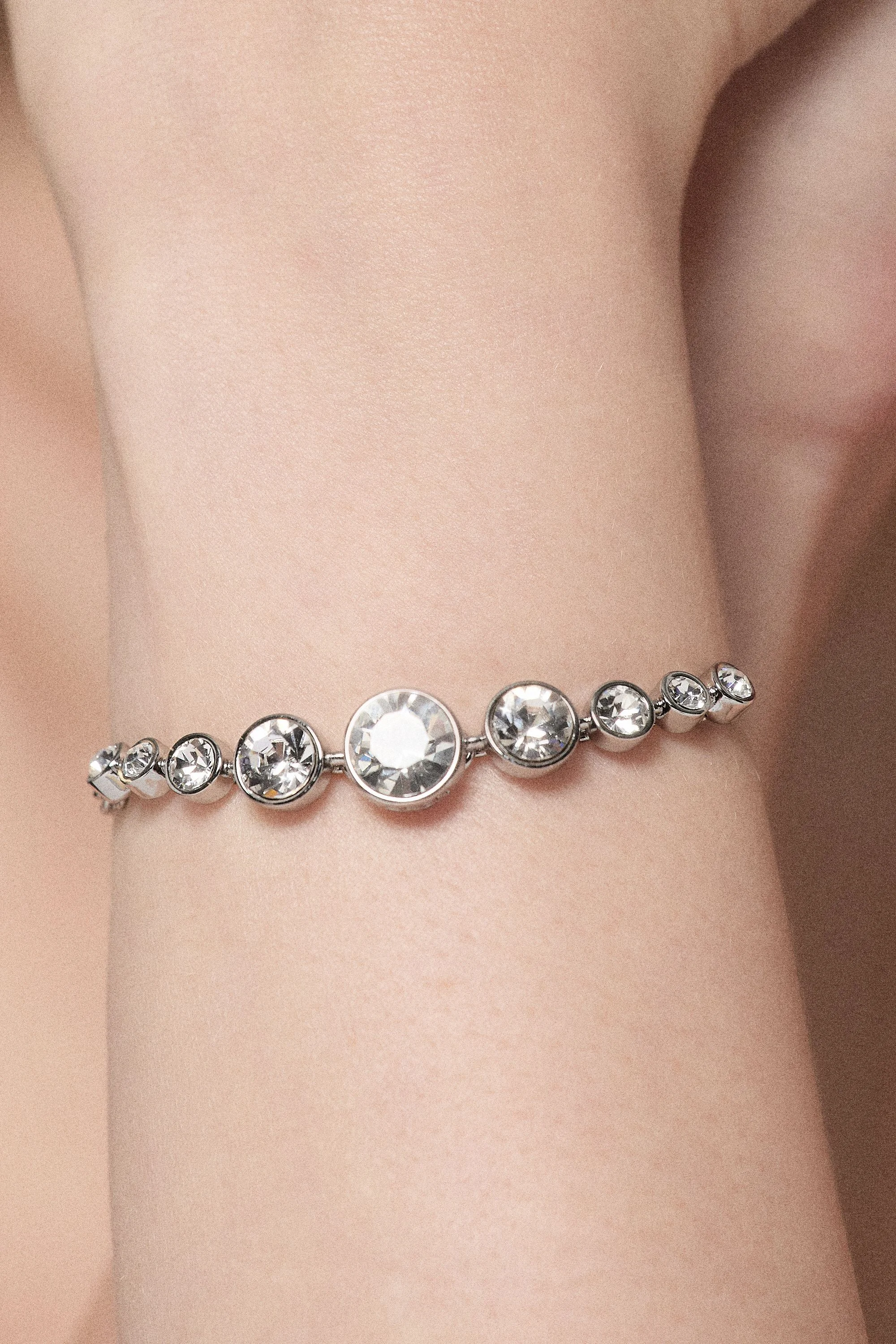 Silver Tone Crystal Flow Bracelet - 1