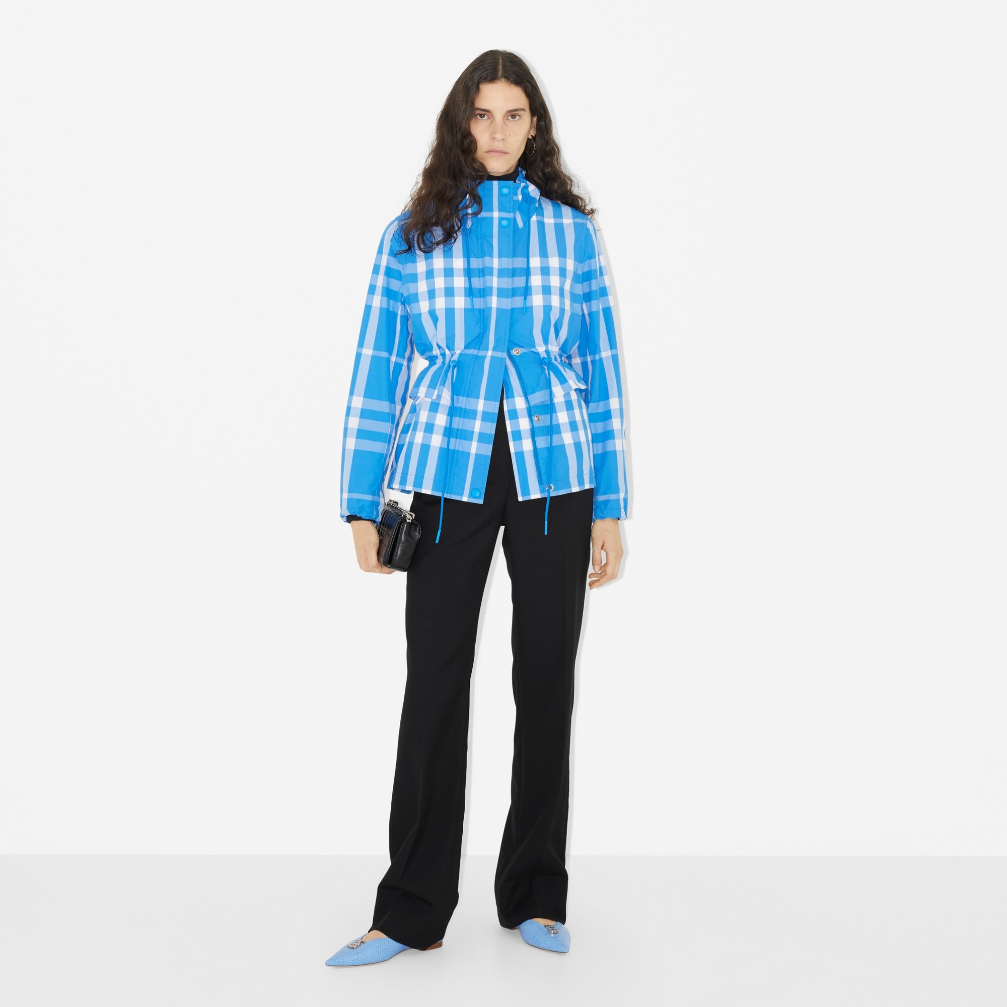 Check Nylon Funnel Neck Jacket - 2