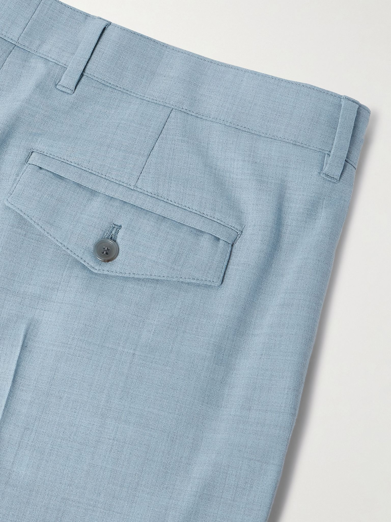 Tapered Pleated Stretch-Wool Suit Trousers Blue - 5