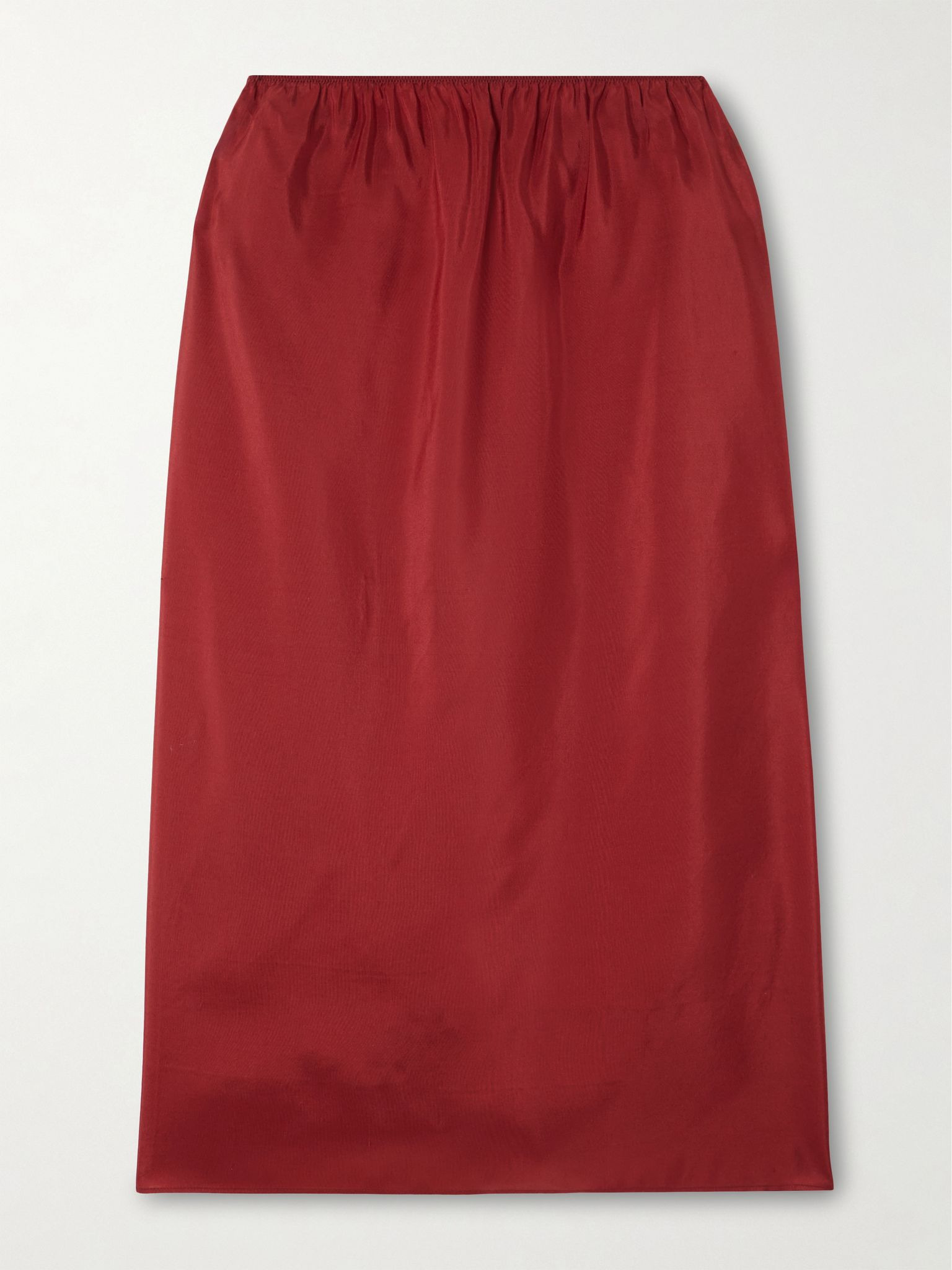 Silk-satin midi skirt Red - 1