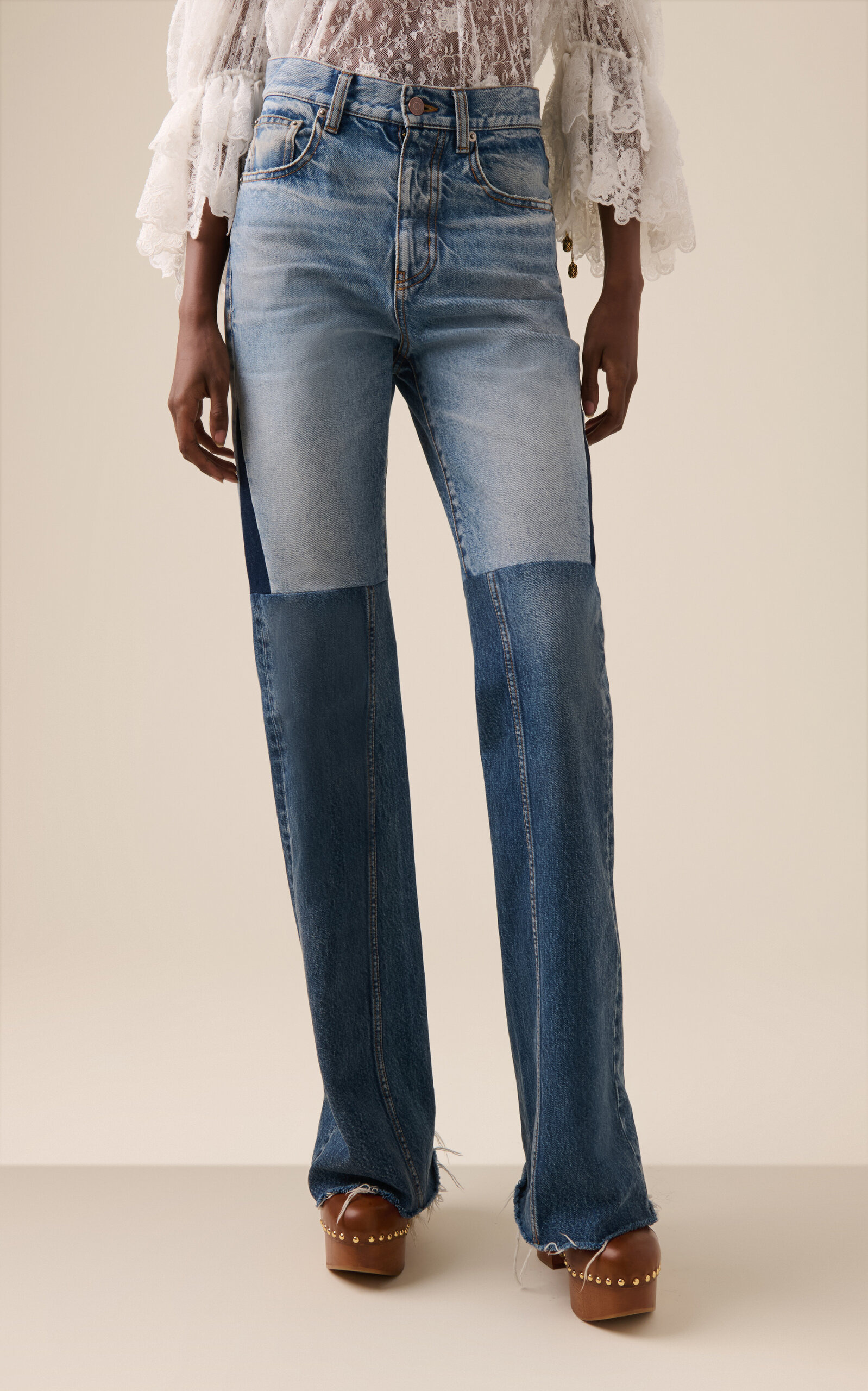 Patchwork Rigid High-Rise Flared-Leg Jeans blue - 3