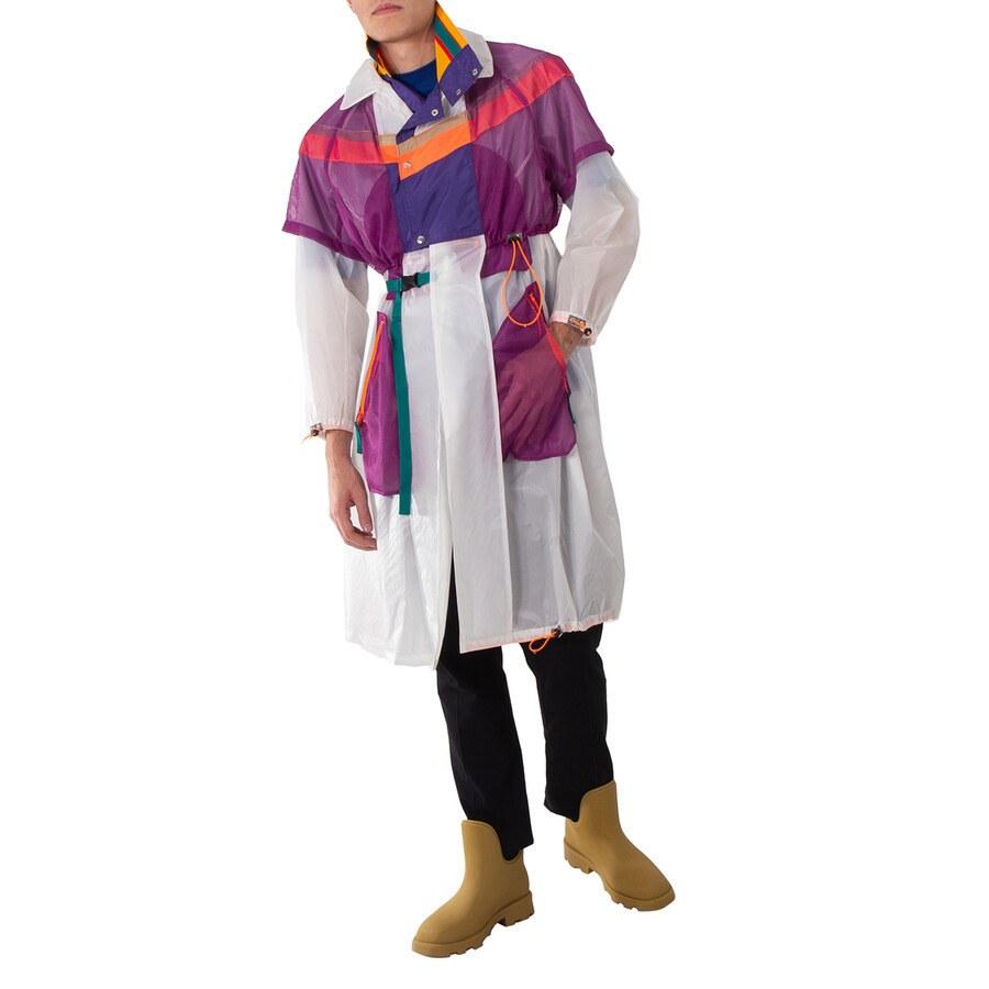 Kolor Men's White Layered Cape Style Coat, Brand Size 1 (Small) - 2