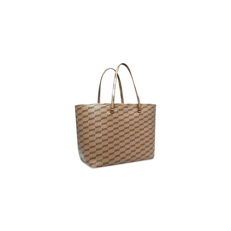 Signature Large East-west Shopper Bag Bb Monogram Coated Canvas in Beige 3