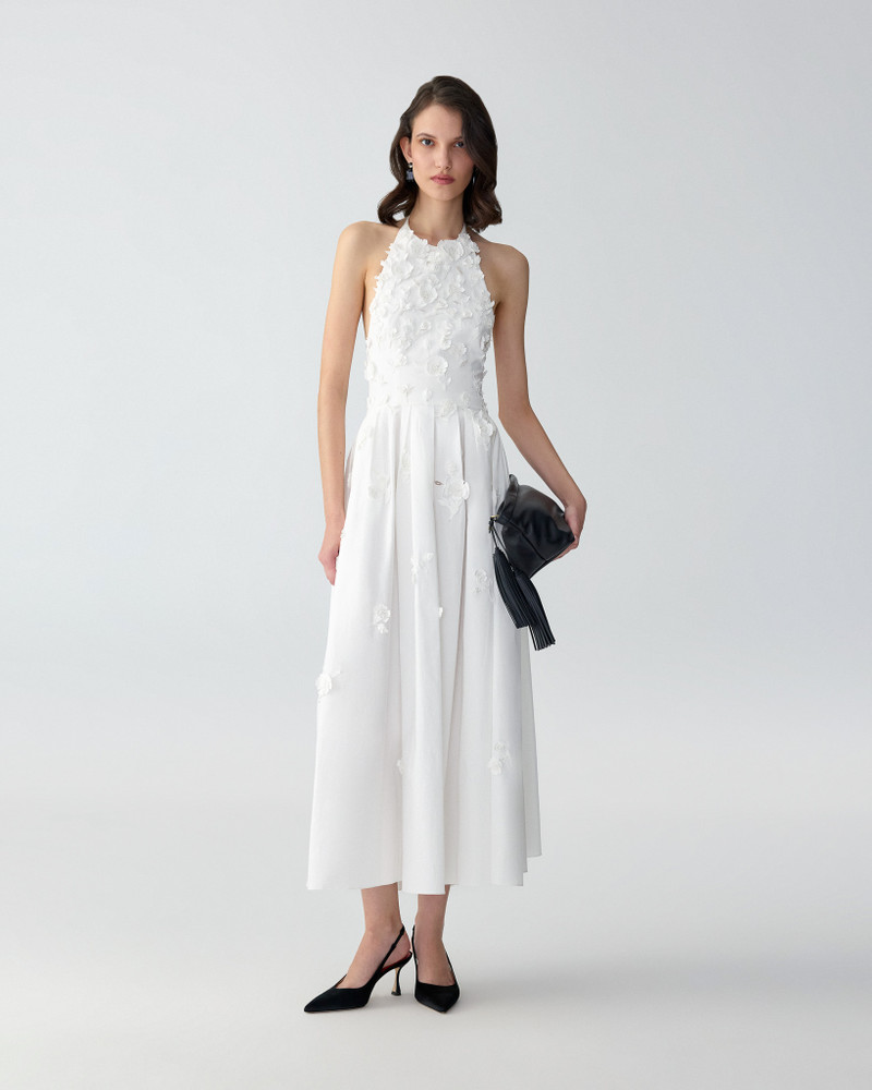 CAROLINA HERRERA Embroidered Halter Neck Midi Dress outlook