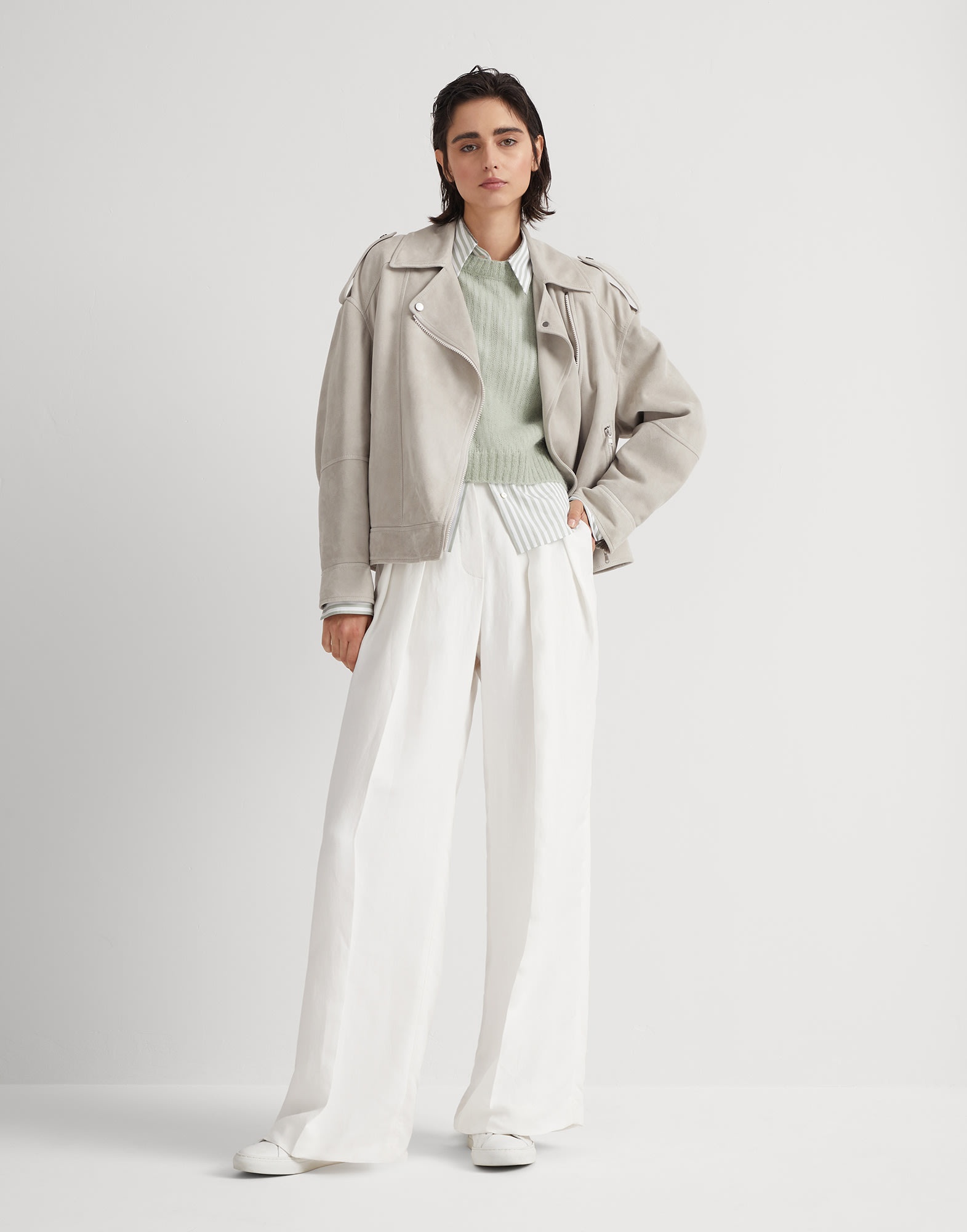 Viscose and linen fluid twill sartorial wide trousers - 4