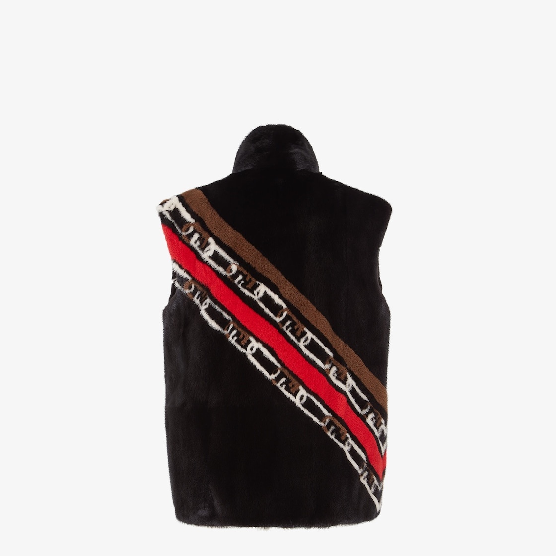 Gilet with high collar. Welt pockets. Zip fastening with double slider. Made of black mink. Embellis - 2