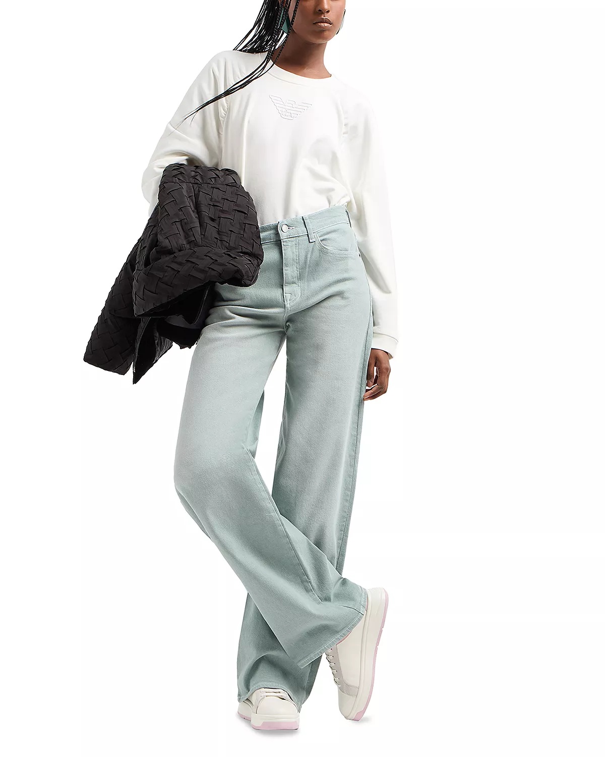 High Rise Straight Leg Jeans in Light Green - 2