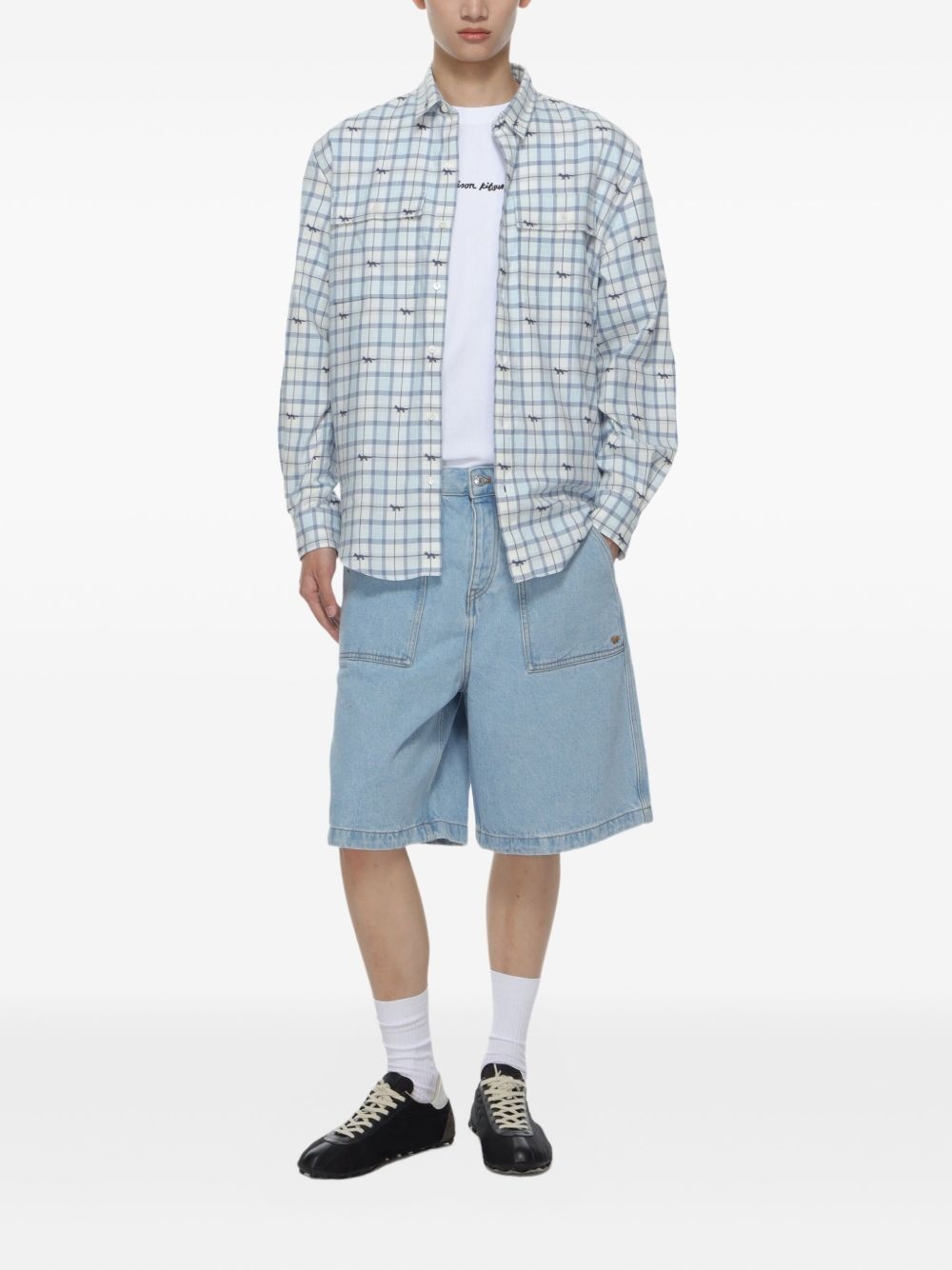 check-print long-sleeve shirt - 2