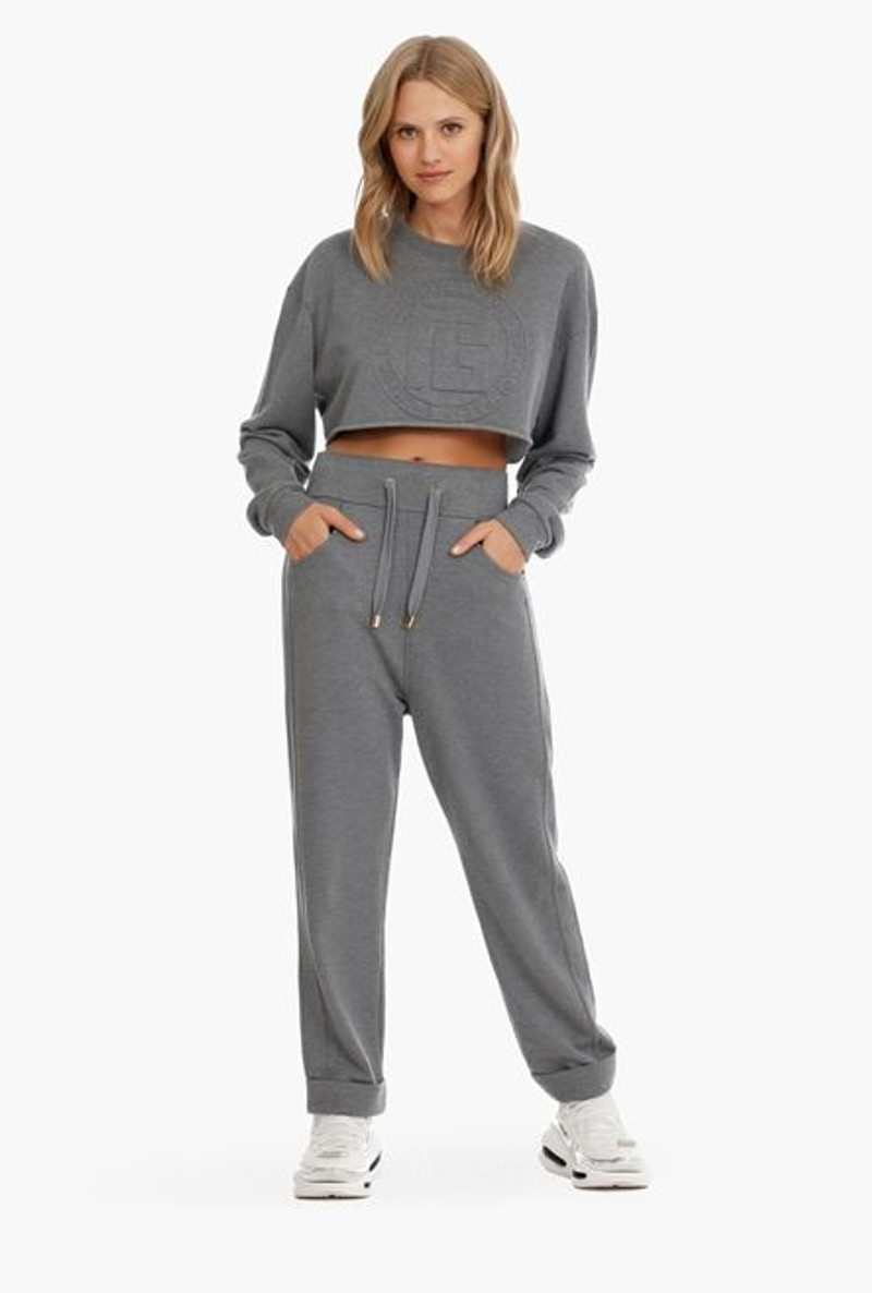 Balmain Heather gray cotton sweatpants outlook