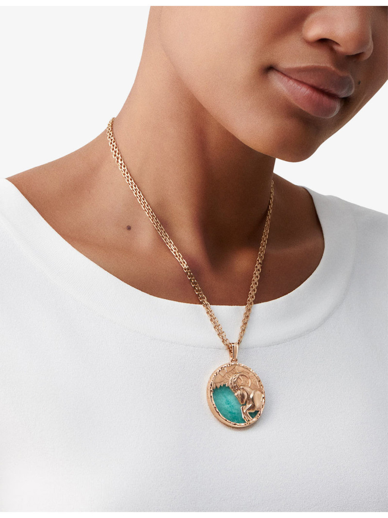 Van Cleef & Arpels Zodiaque Capricorn 18ct Rose-Gold And Amazonite Pendant Necklace outlook
