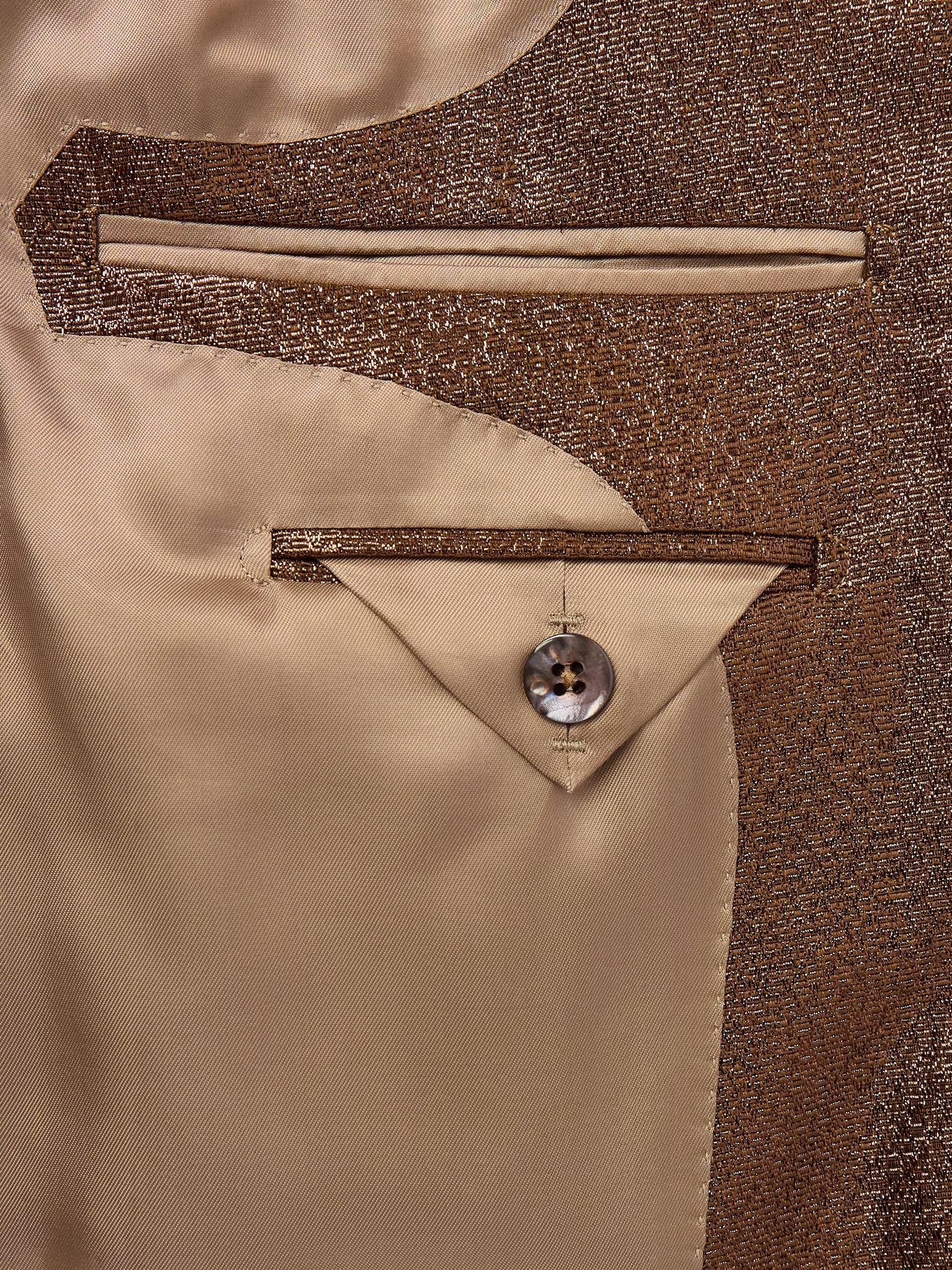 Slim-Fit Croc-Effect Coated Wool-Blend Tuxedo Jacket Brown - 5