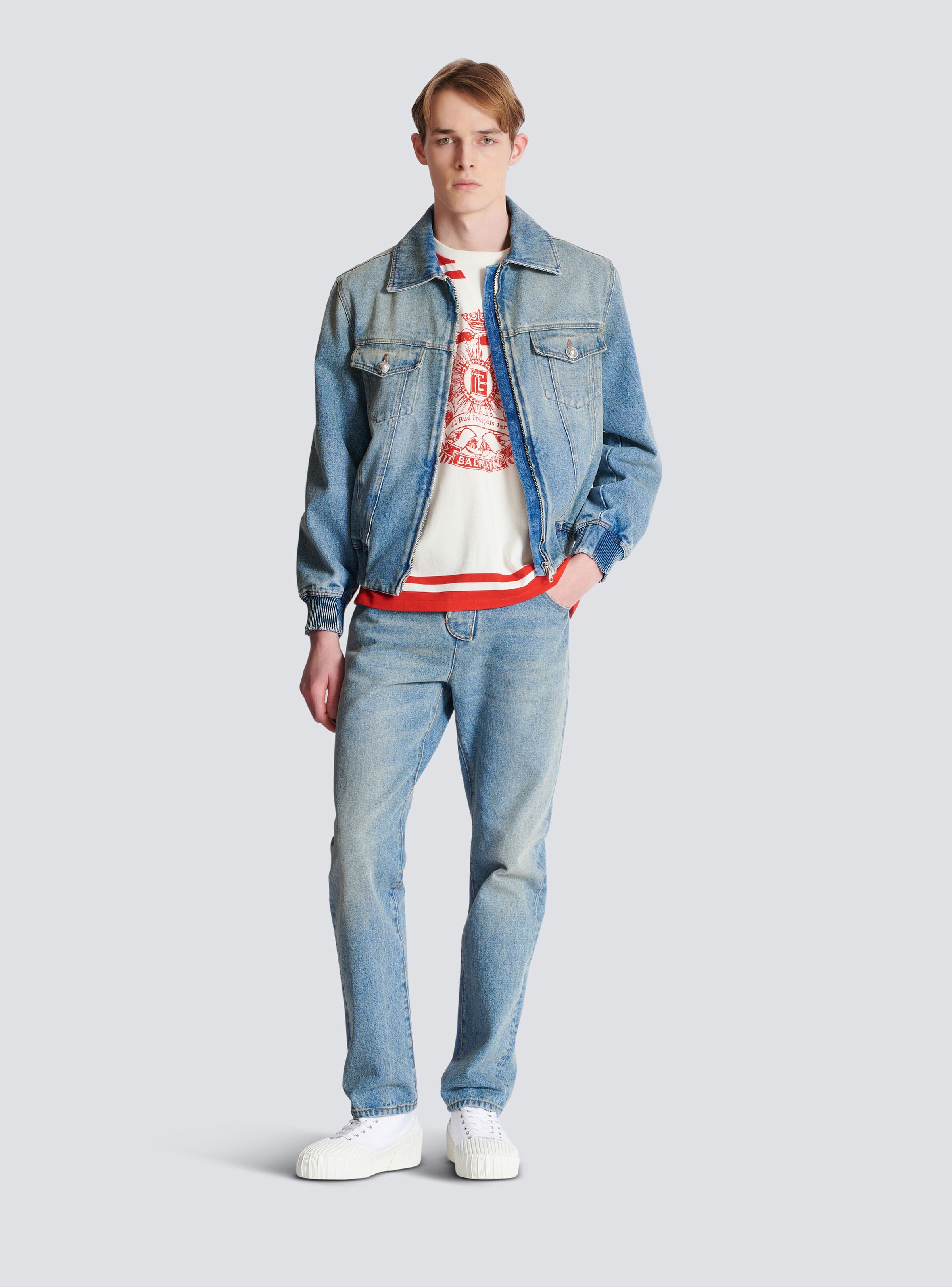 Cropped lined denim jacket - 2