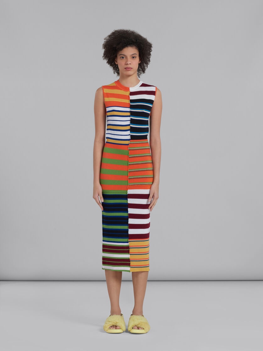 Marni MULTICOLOURED KNIT DRESS WITH PATCHWORK STRIPES