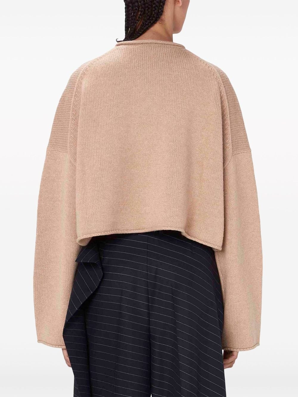 logo-embroidered cropped jumper - 4