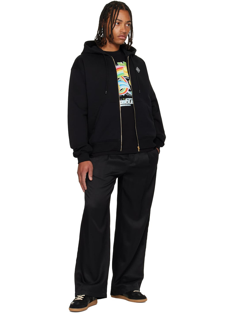 CASABLANCA Black 'Casa' Chrome Full Zip Hoodie outlook