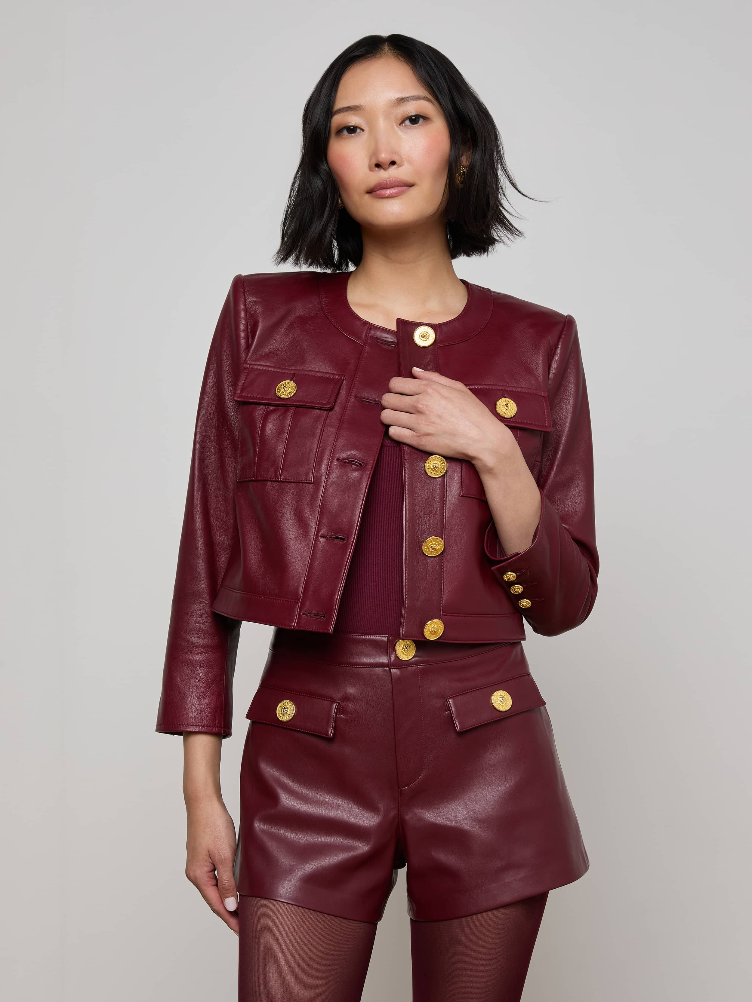 Deidra Cropped Leather Jacket - 2